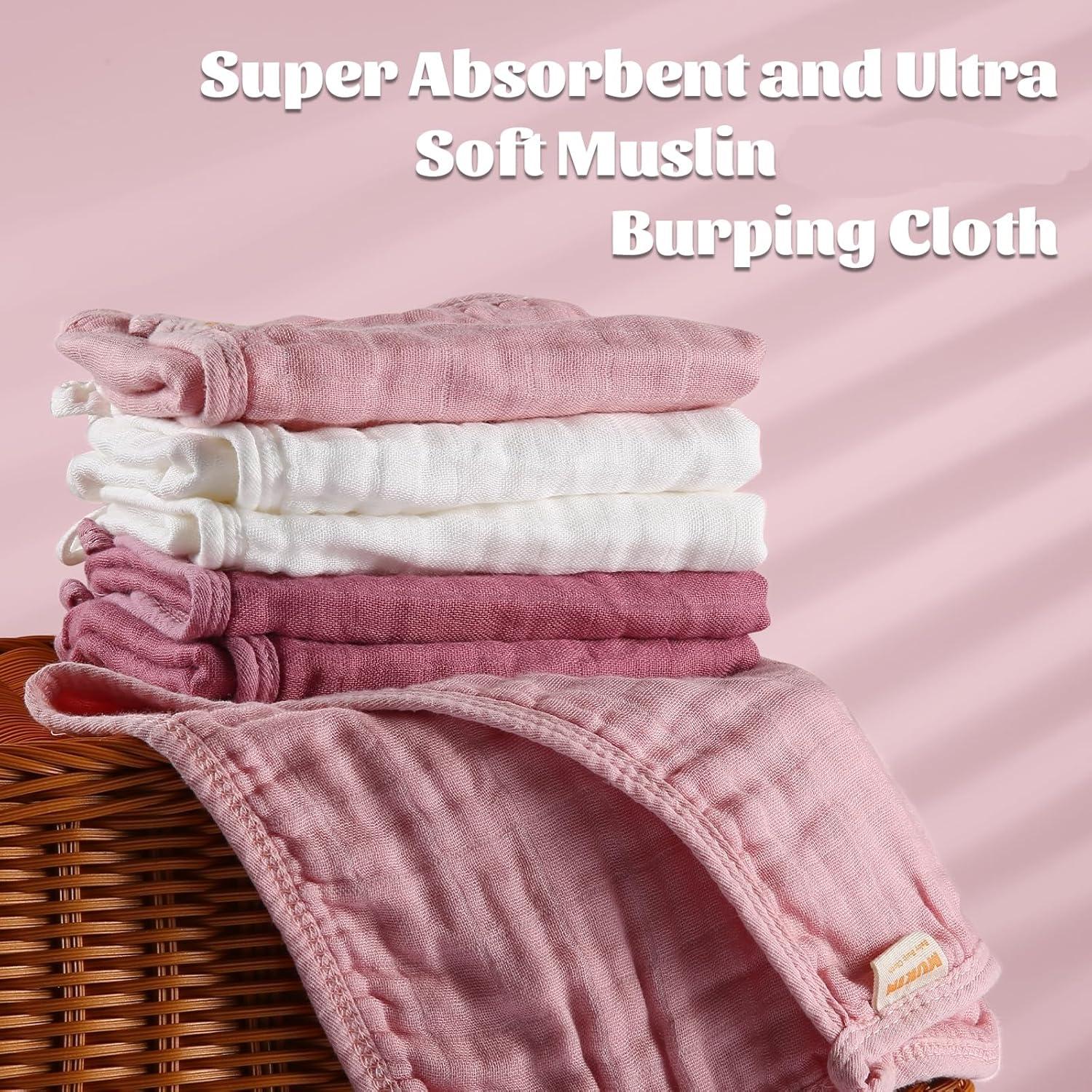 Pañales de Algodón Suave MUKIN 50.8x25.4cm Rosa - 6 Unidades