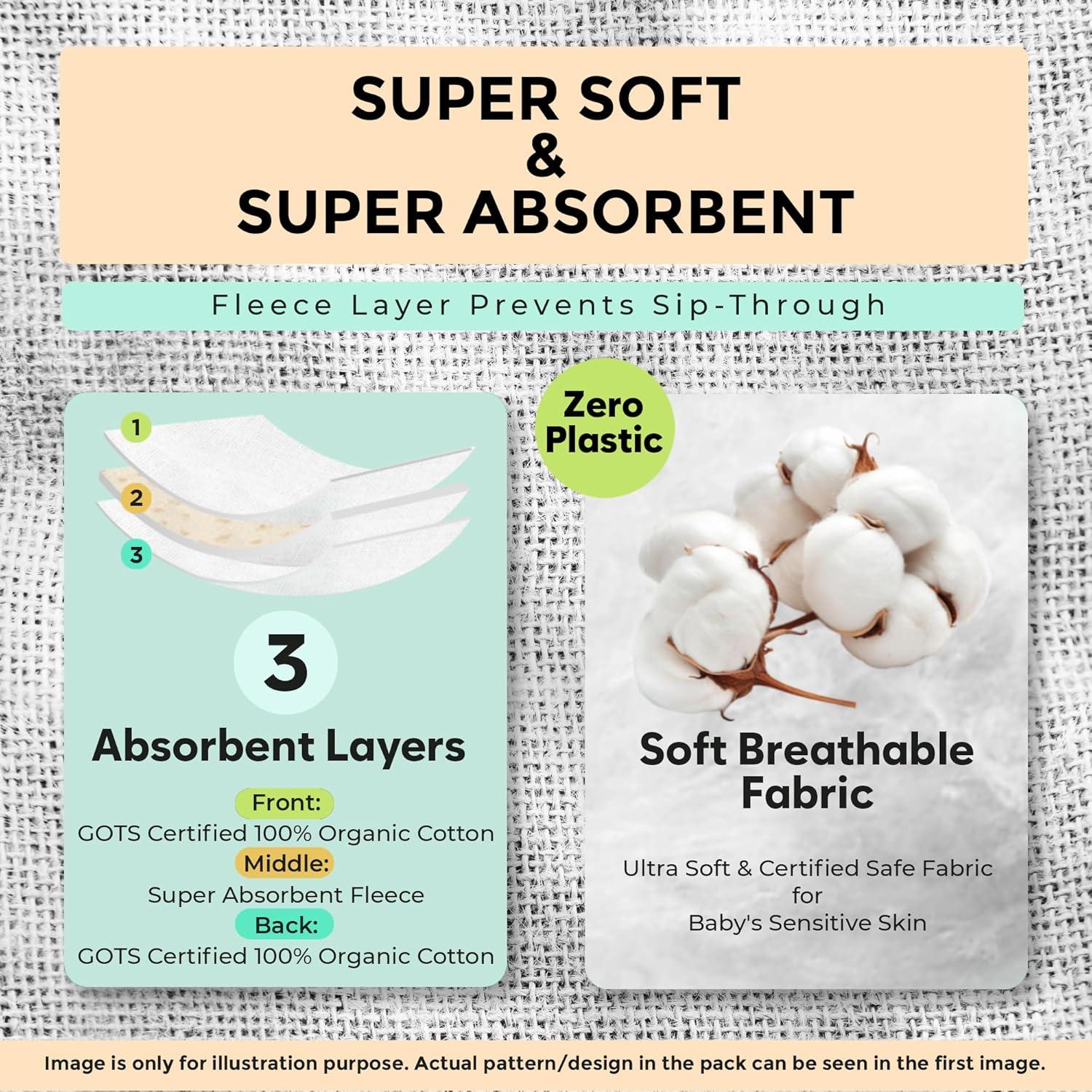 Paquete de 5 Paños de Gasas KiddyStar - Algodón Orgánico Grande