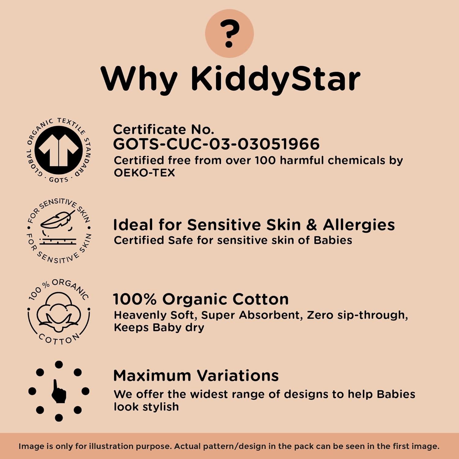 Paquete de 5 Paños de Gasas KiddyStar - Algodón Orgánico Grande