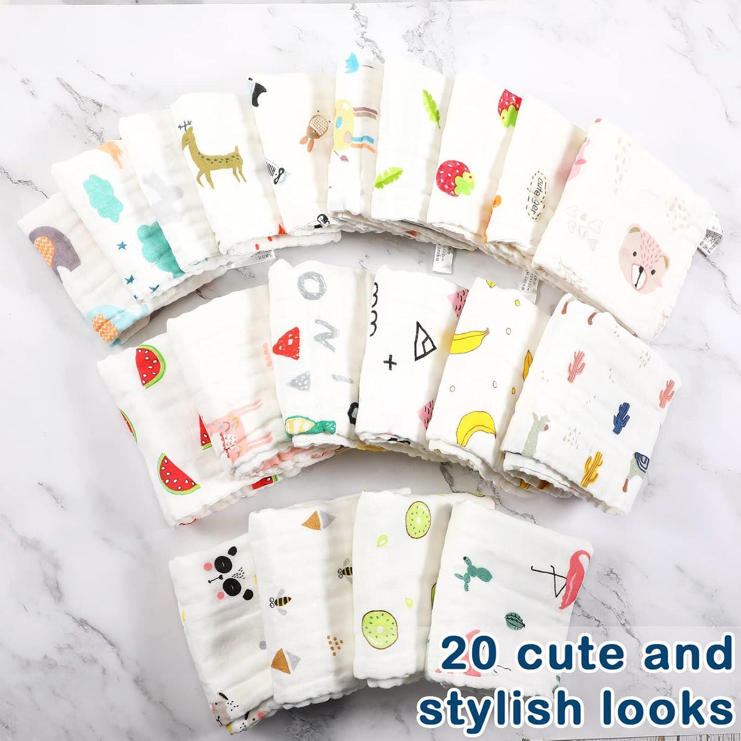 Paquete de 20 Paños de Muselina Kenning para Bebés 25.4x50.8 cm