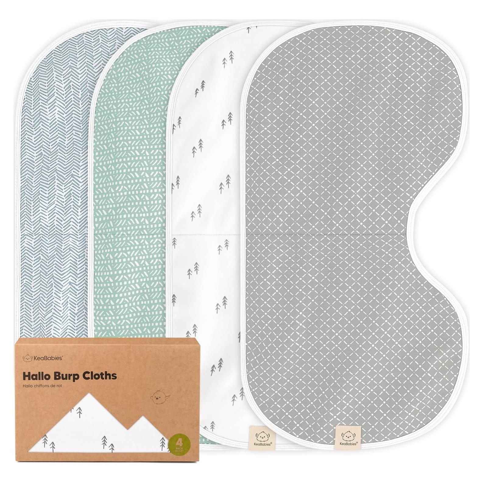 Paquete de 4 Paños de Eructo KeaBabies Algodón Orgánico 56x30.5cm