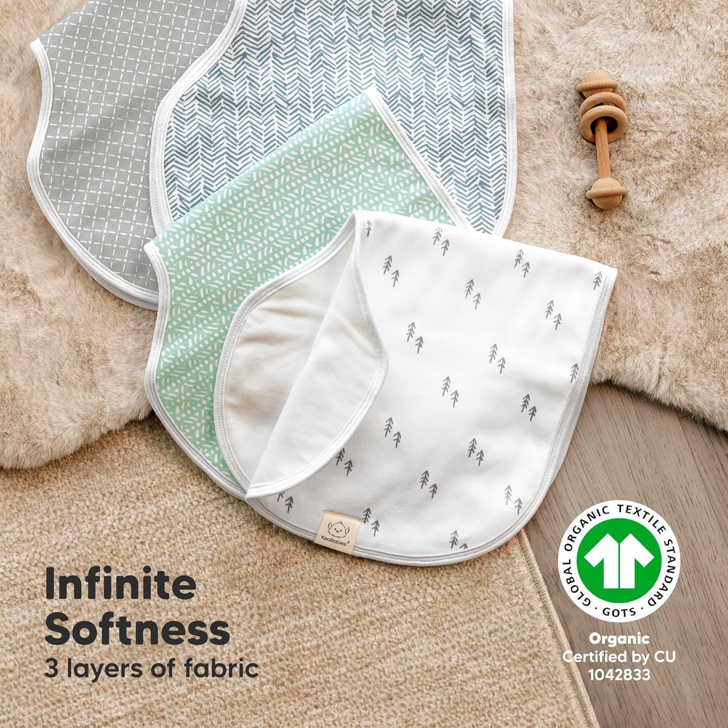 Paquete de 4 Paños de Eructo KeaBabies Algodón Orgánico 56x30.5cm