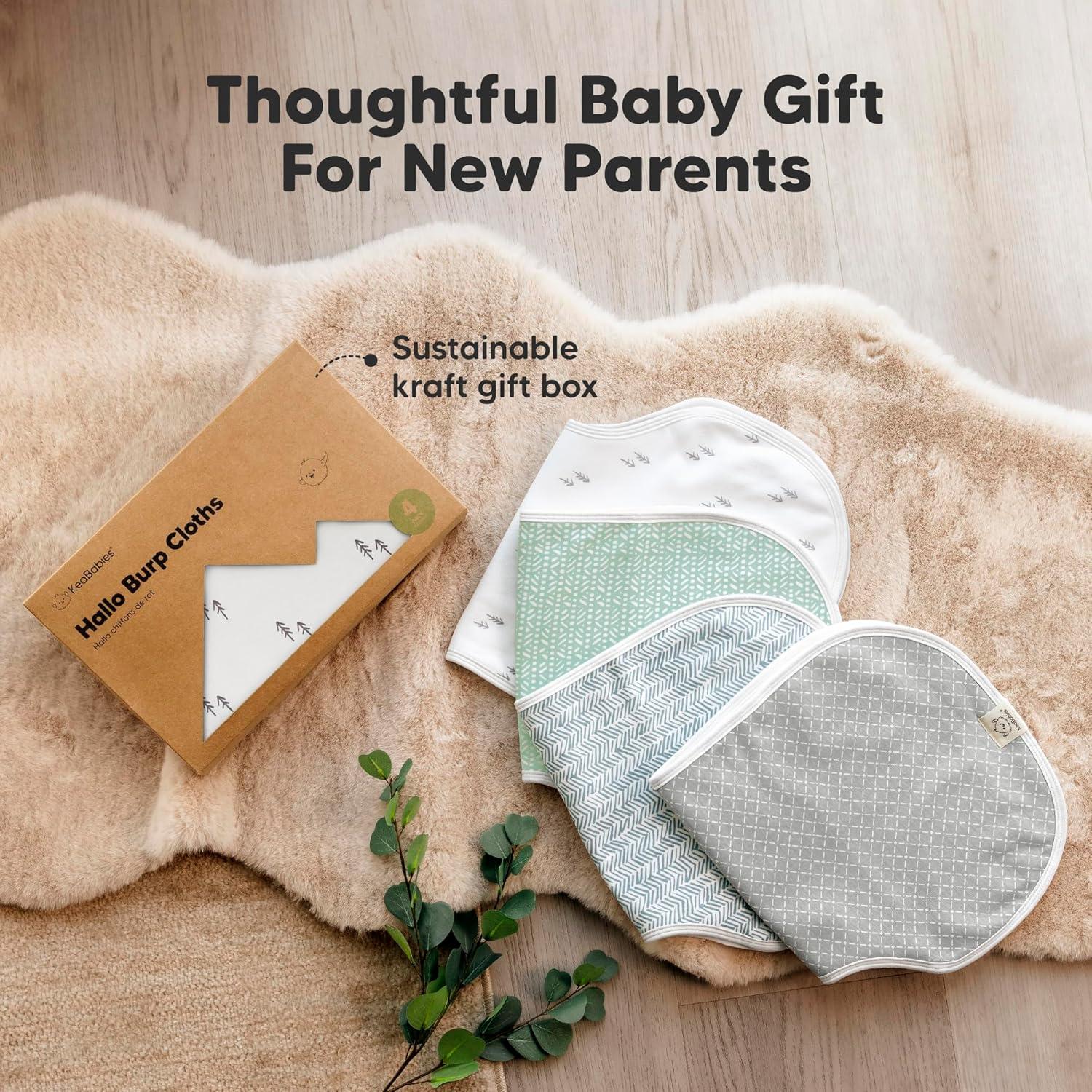 Paquete de 4 Paños de Eructo KeaBabies Algodón Orgánico 56x30.5cm