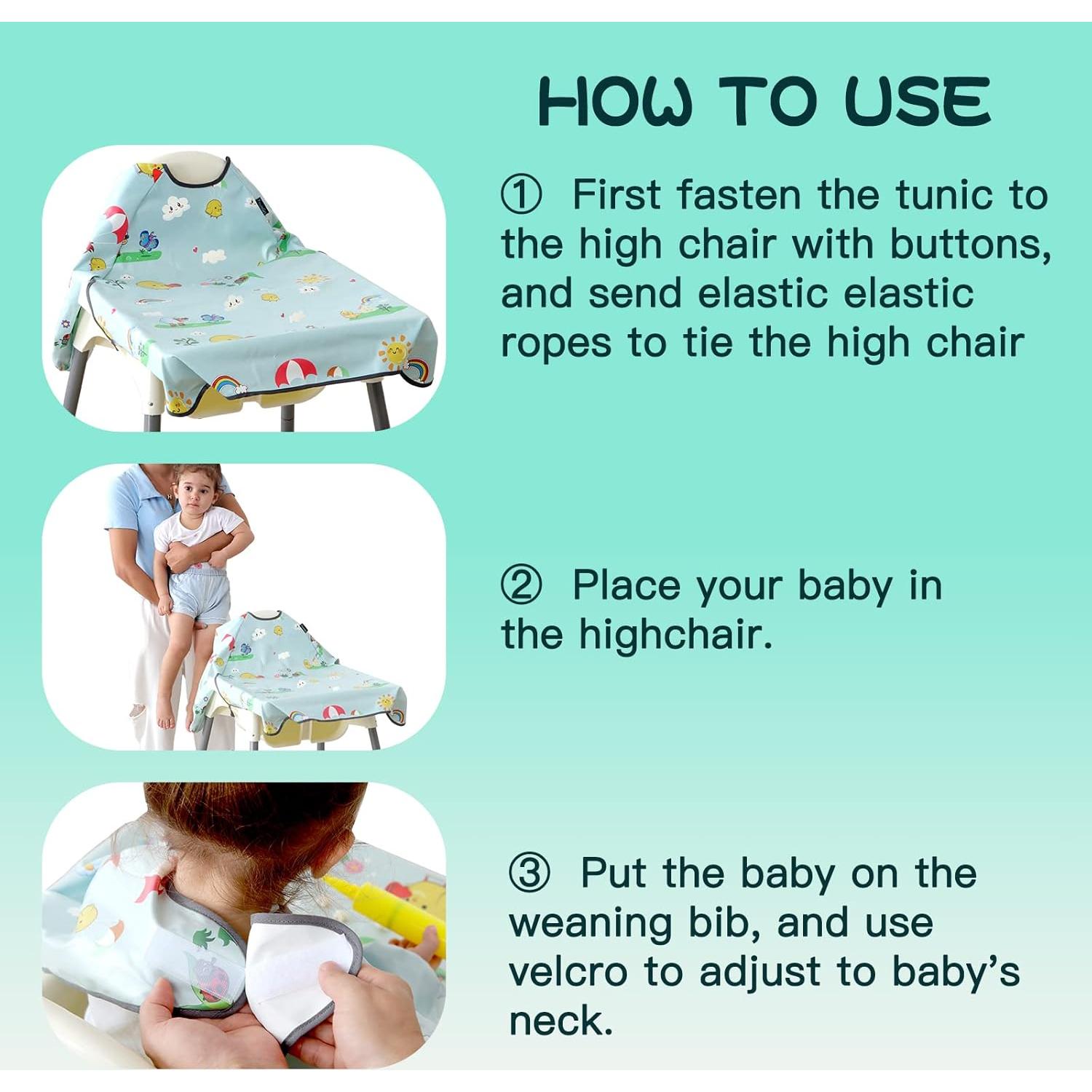 Bib de destete PewinGo gris impermeable para silla alta