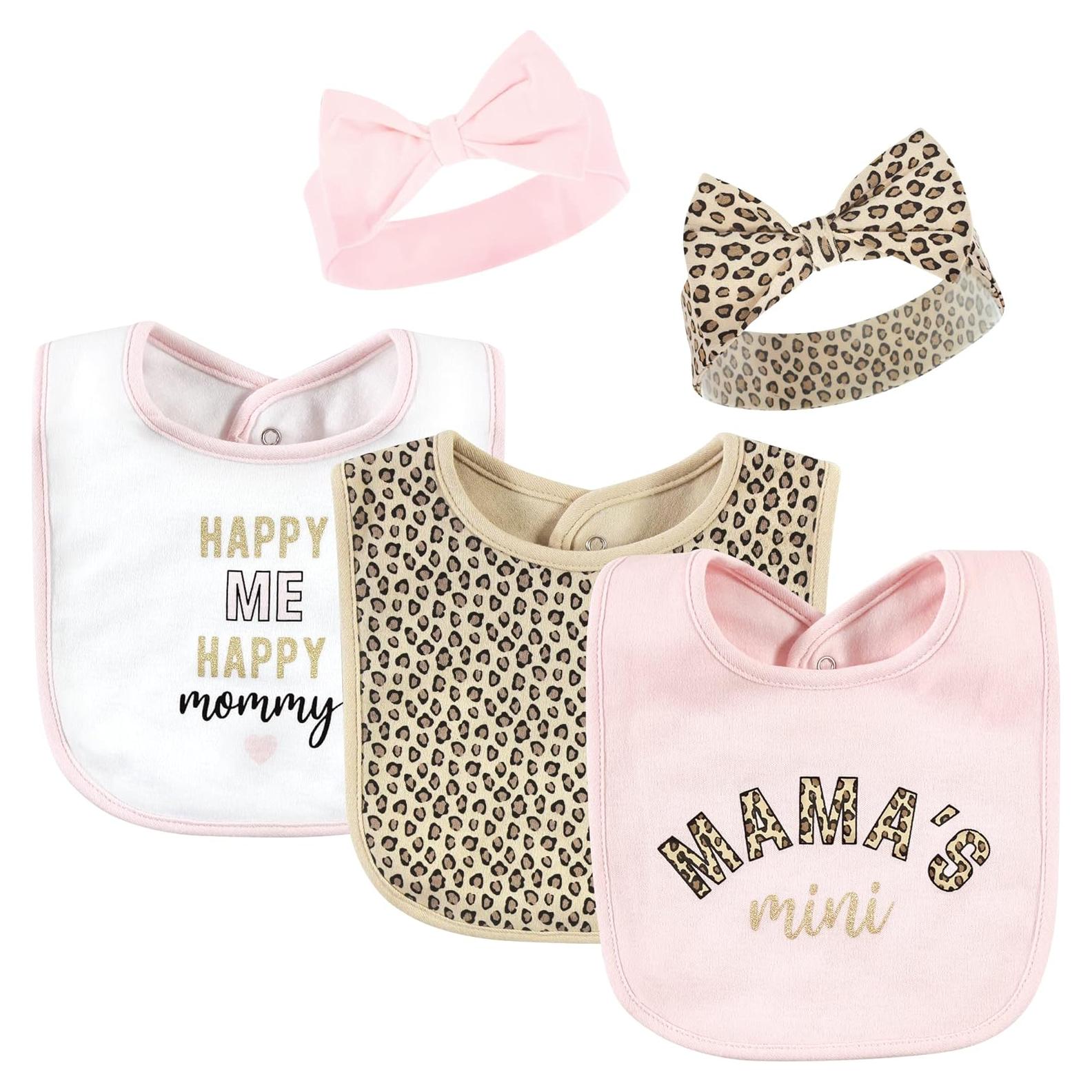 Babero de Algodón Unisex Hudson Baby + Diadema Leopardo