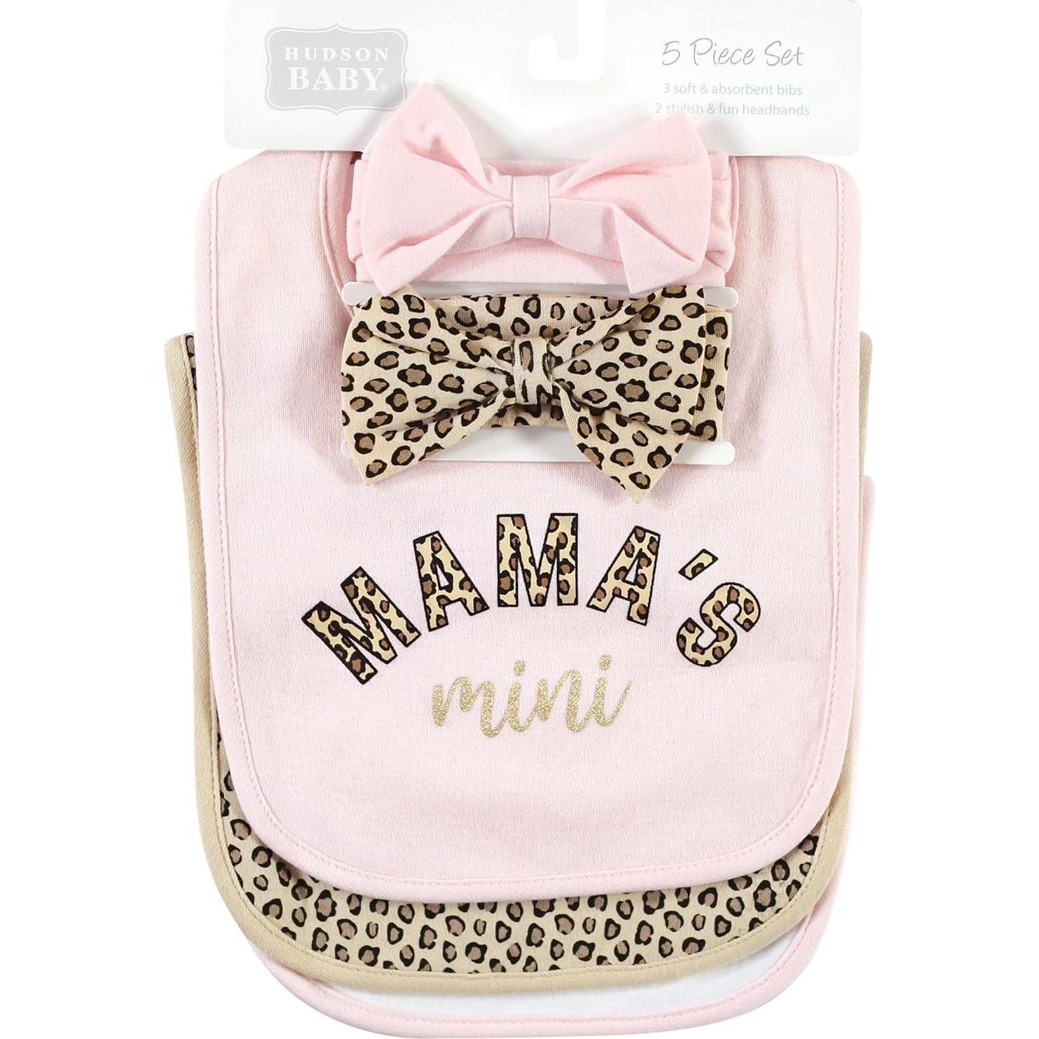 Babero de Algodón Unisex Hudson Baby + Diadema Leopardo