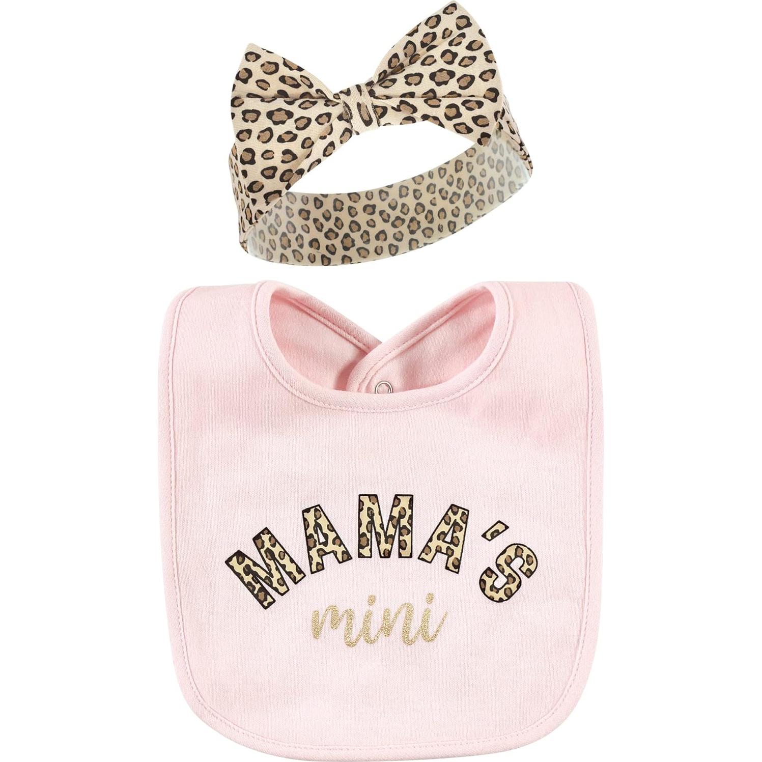 Babero de Algodón Unisex Hudson Baby + Diadema Leopardo