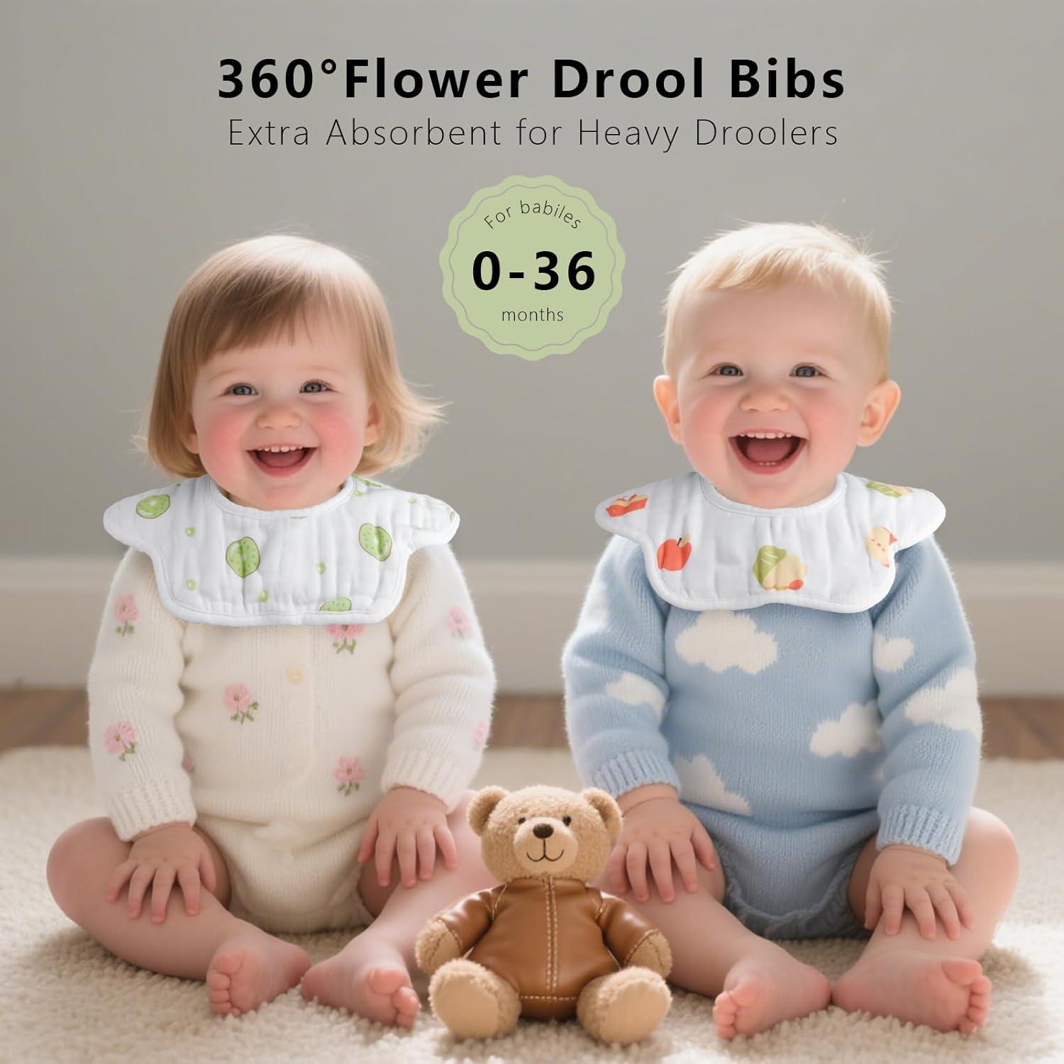 Paquete de 8 Baberos de Algodón Orgánico Ajustables Wiland