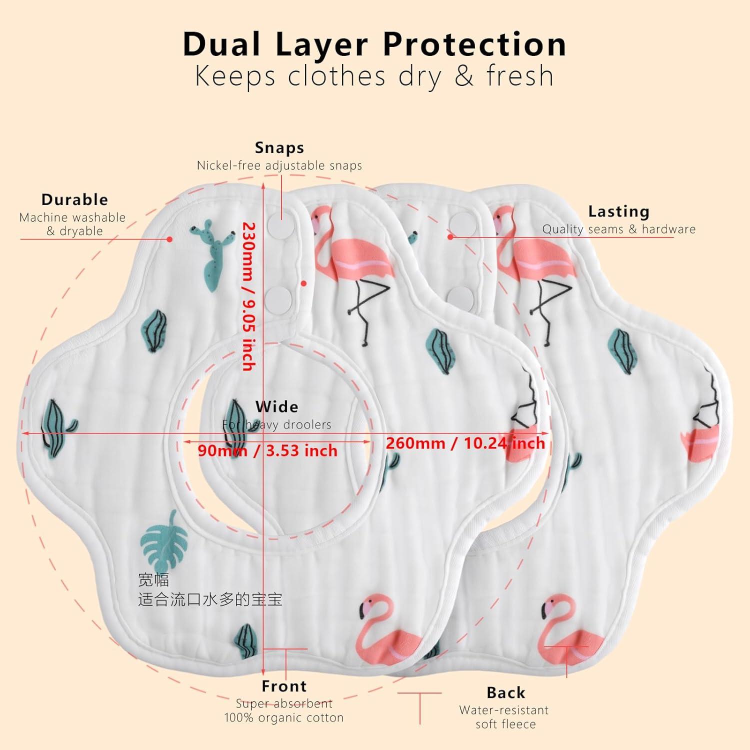 Paquete de 8 Baberos de Algodón Orgánico Ajustables Wiland
