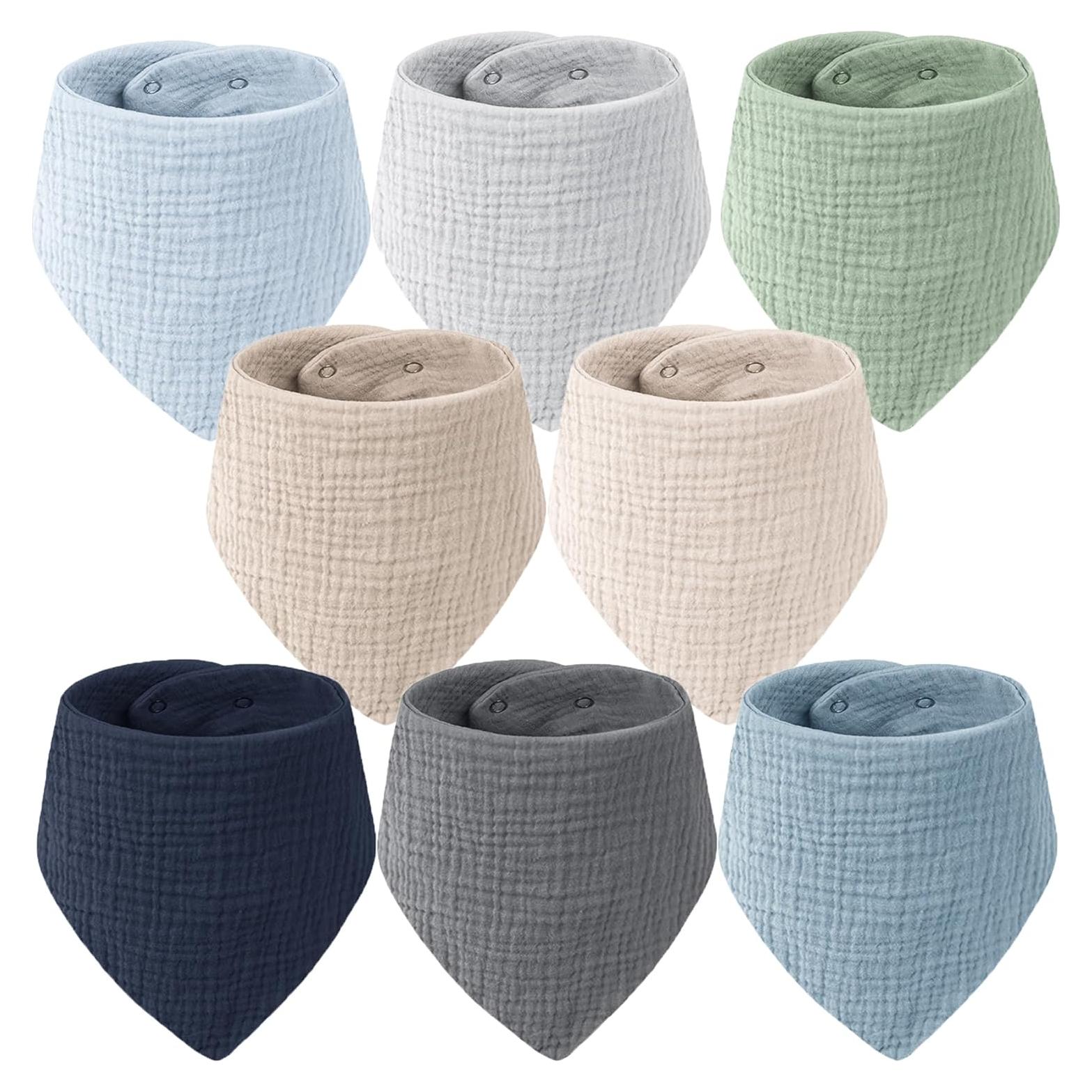 Set de 8 Baberos de Muselina MairMore 100% Algodón Ajustables