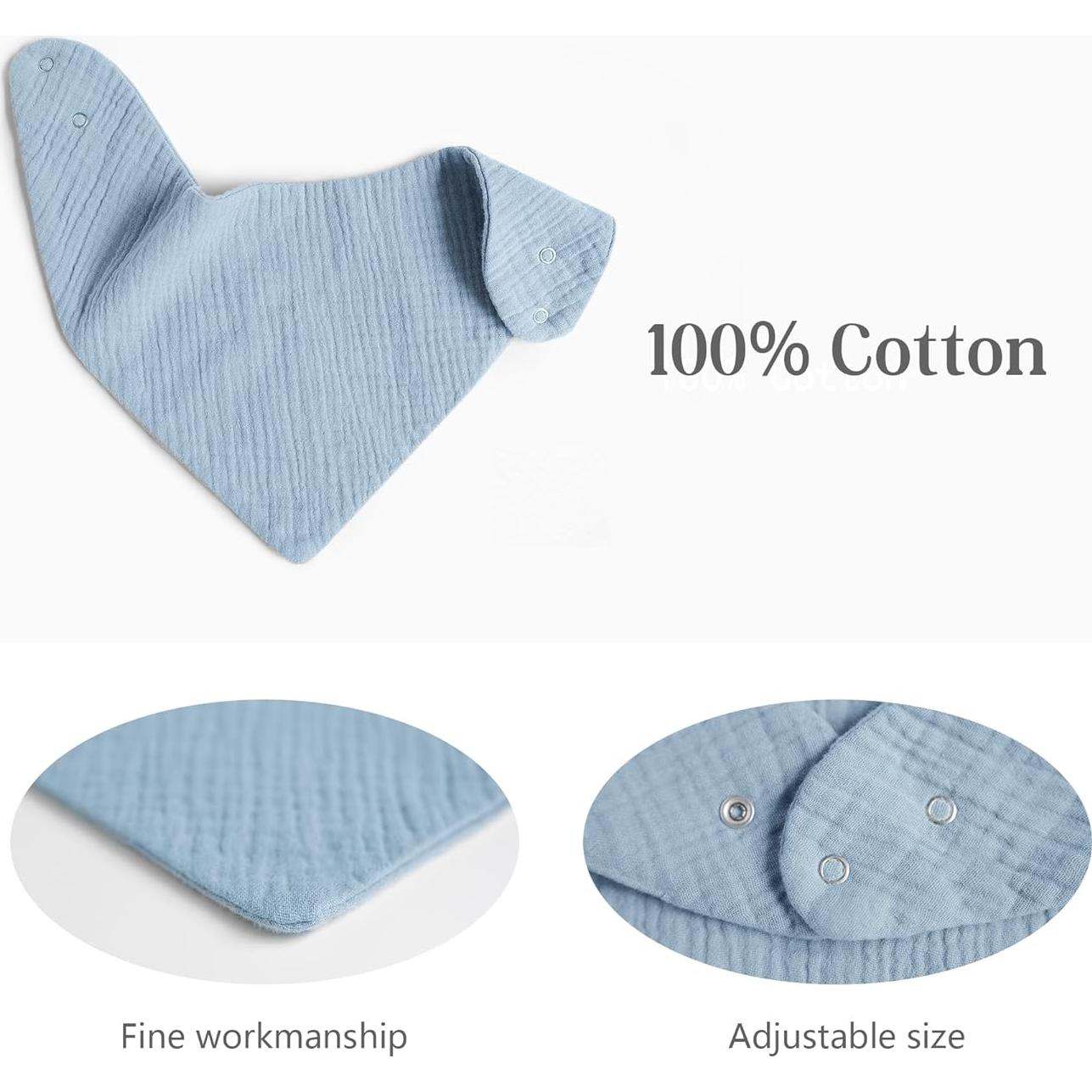 Set de 8 Baberos de Muselina MairMore 100% Algodón Ajustables