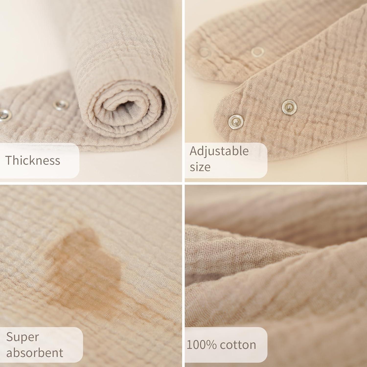 Set de 8 Baberos de Muselina MairMore 100% Algodón Ajustables