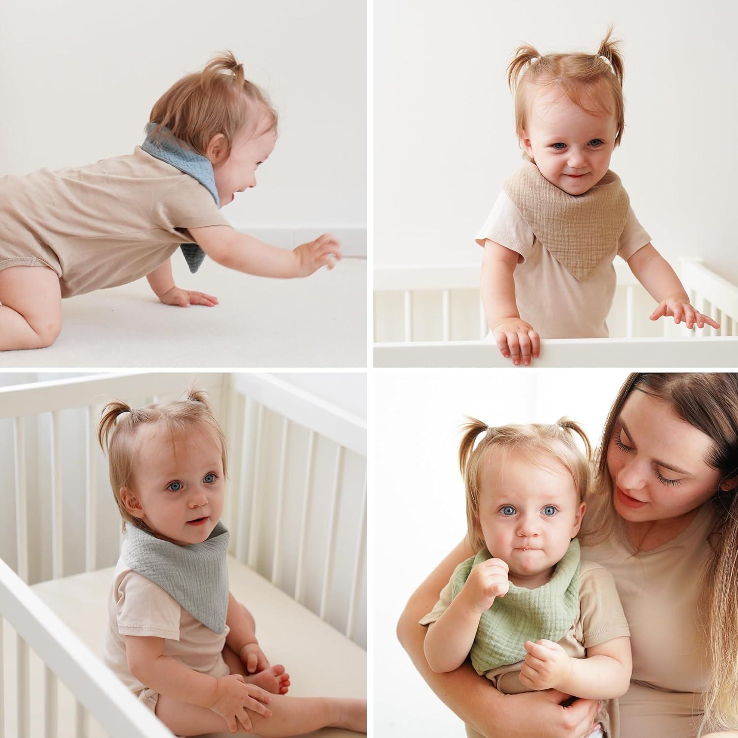 Set de 8 Baberos de Muselina MairMore 100% Algodón Ajustables