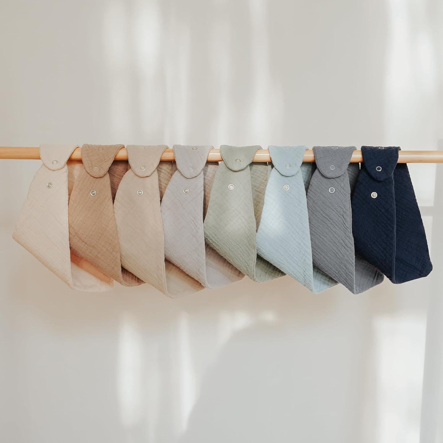 Set de 8 Baberos de Muselina MairMore 100% Algodón Ajustables