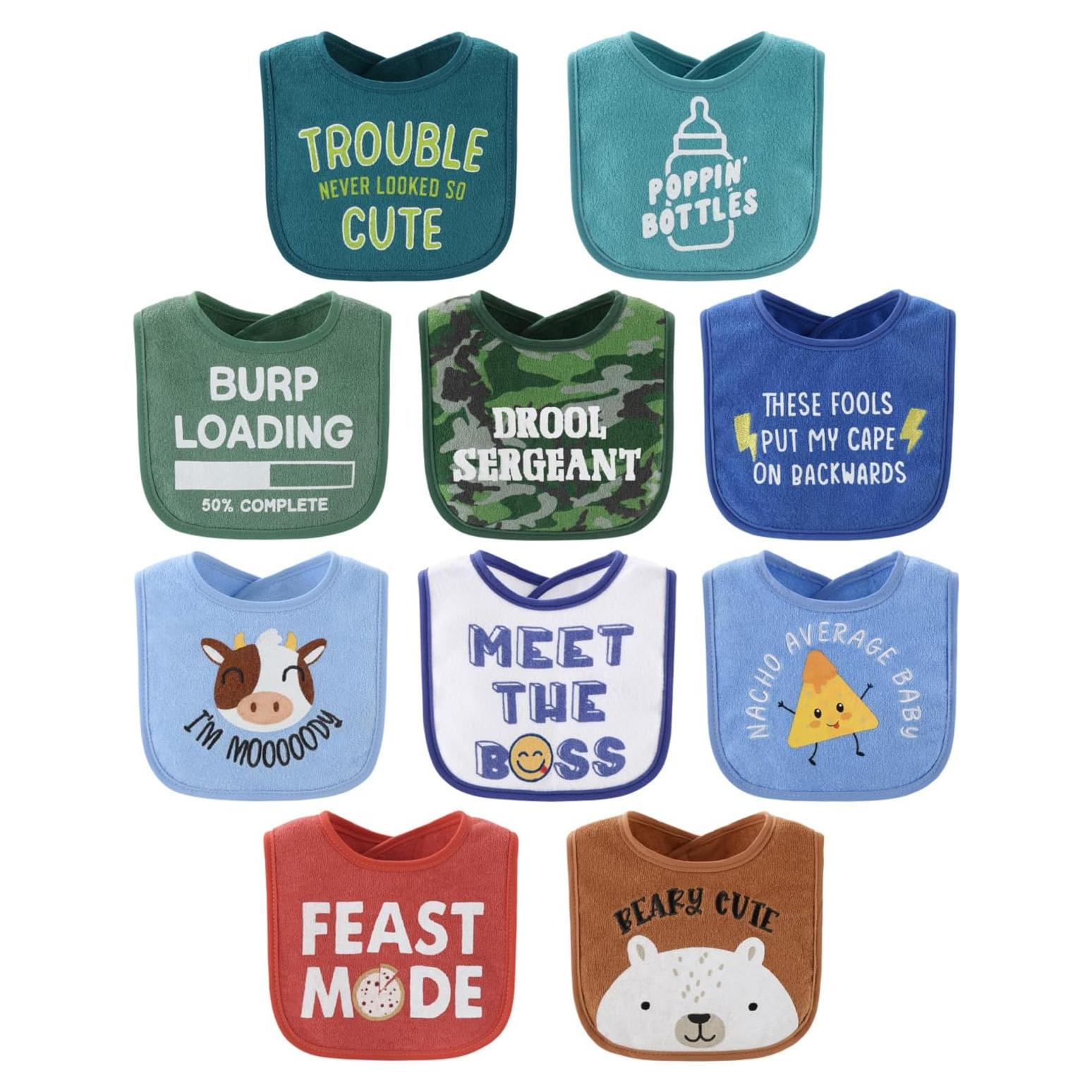 Conjunto de 10 Baberos de Terry The Peanutshell - 100% Algodón