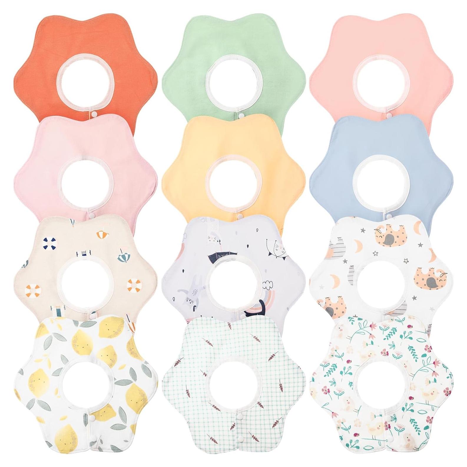 Baberos Impermeables JaGely 12 Piezas 360° Rotar Algodón Bebé