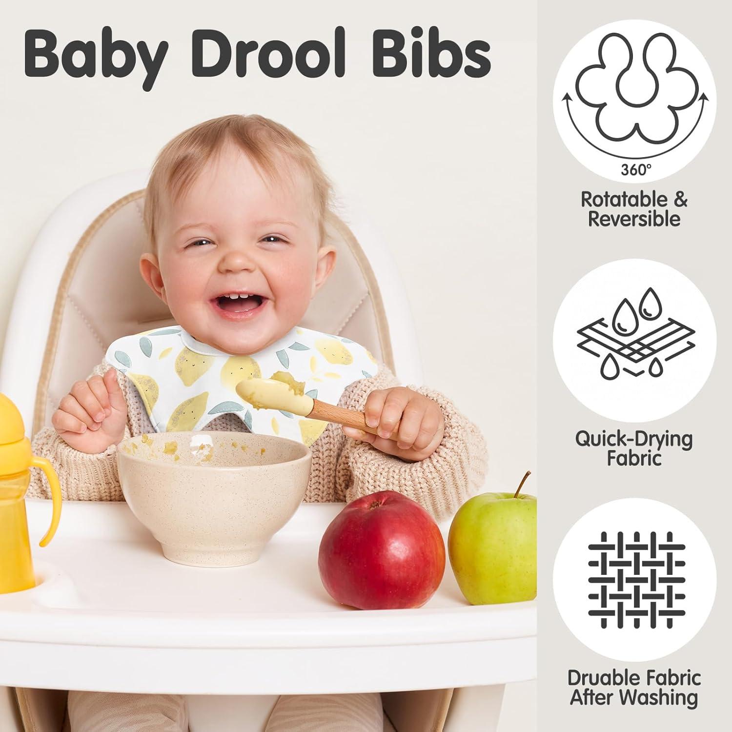 Baberos Impermeables JaGely 12 Piezas 360° Rotar Algodón Bebé