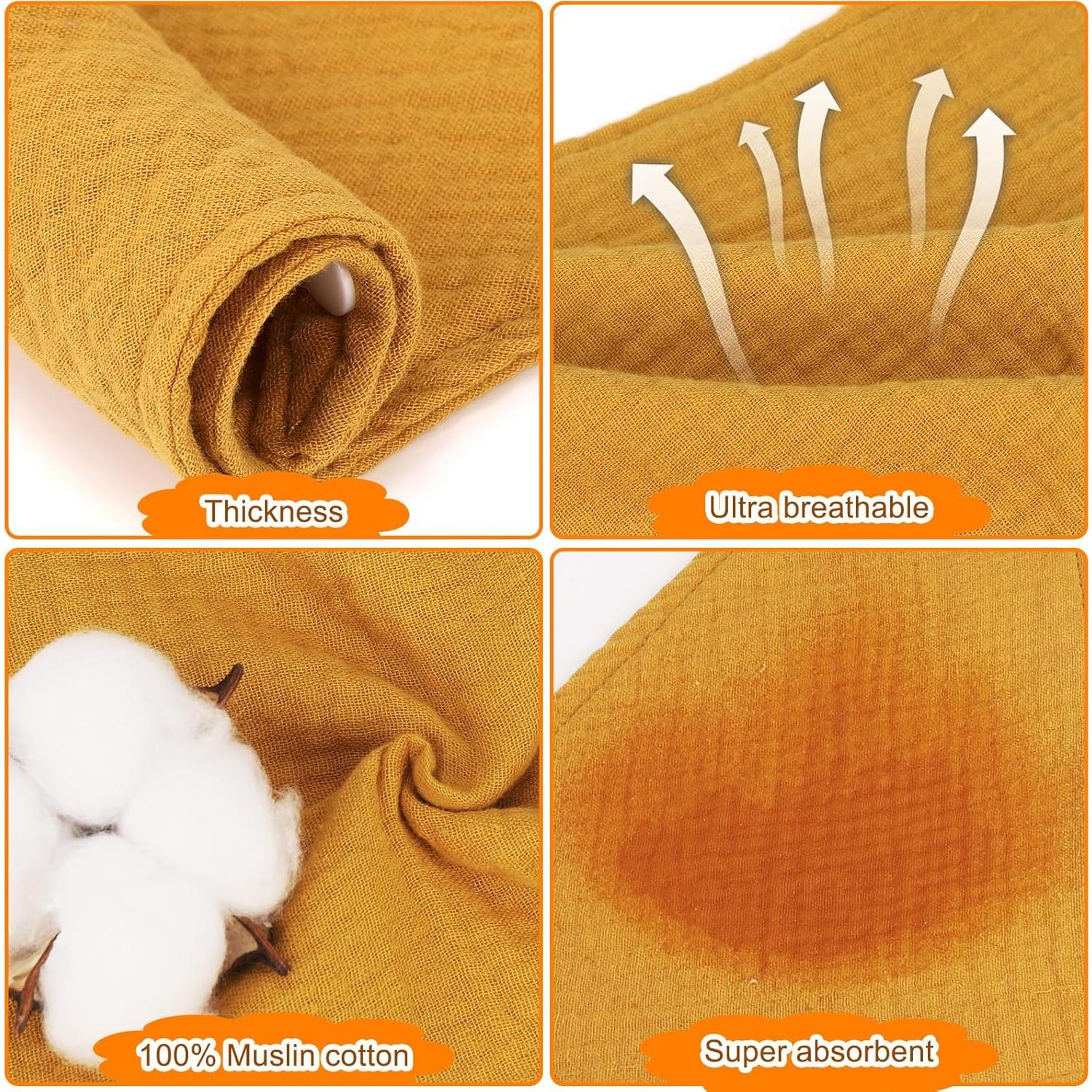 Baberos de Muselina 100% Algodón Accmor 10 Piezas Bebés