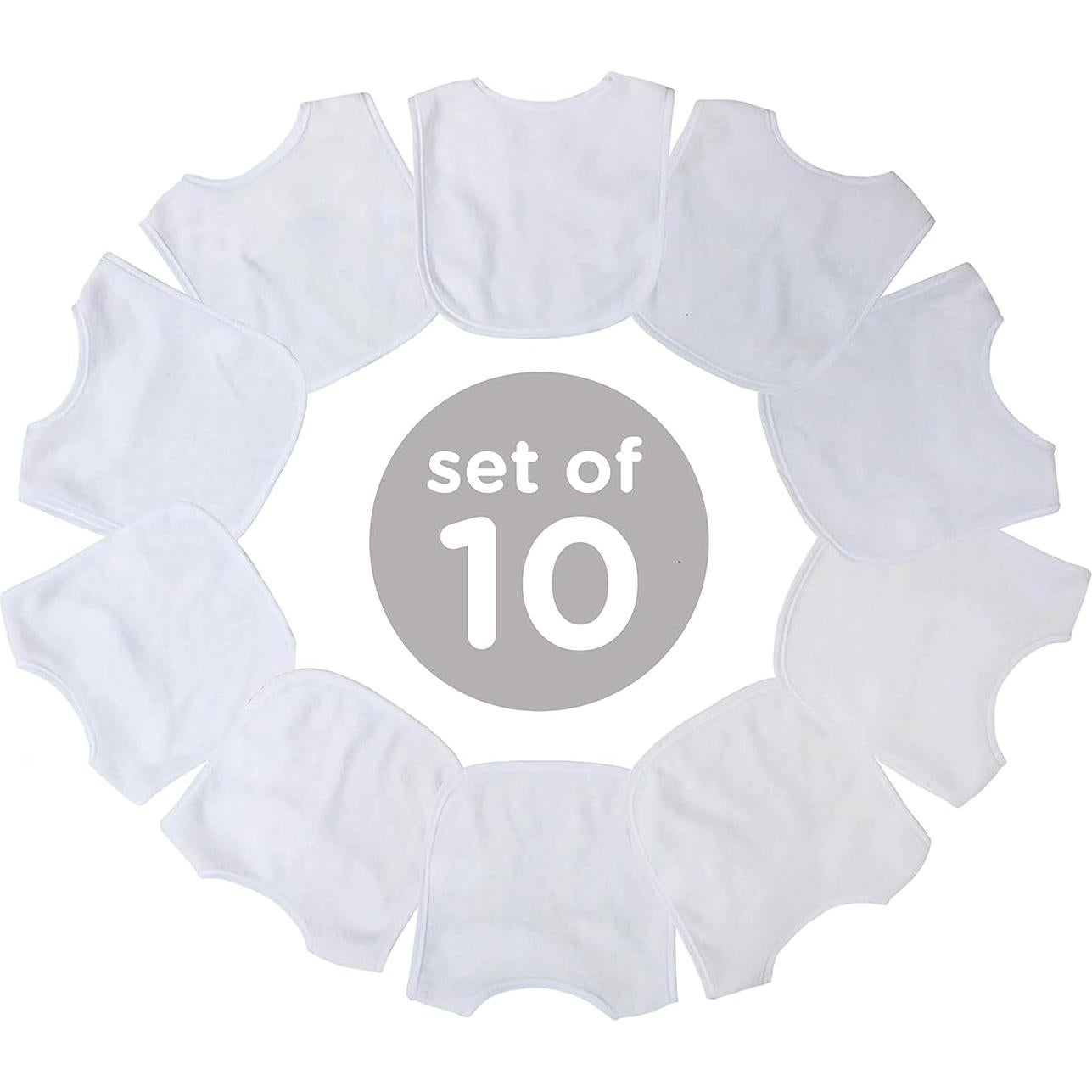 Juego de 10 Baberos de Felpa Neat Solutions - Blanco Unisex