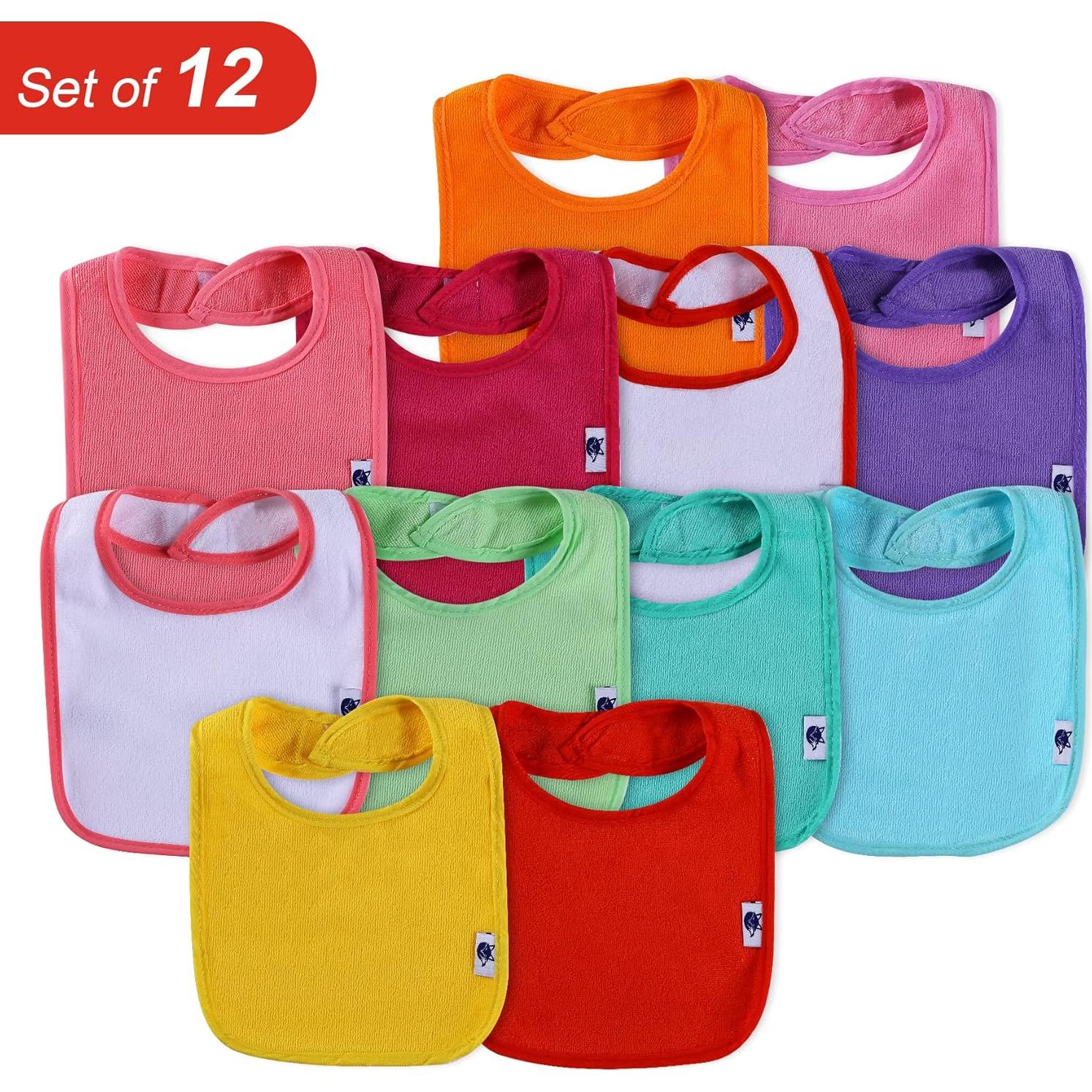 Paquete de 12 Baberos de Algodón Terry Nvatorfox 30x20cm