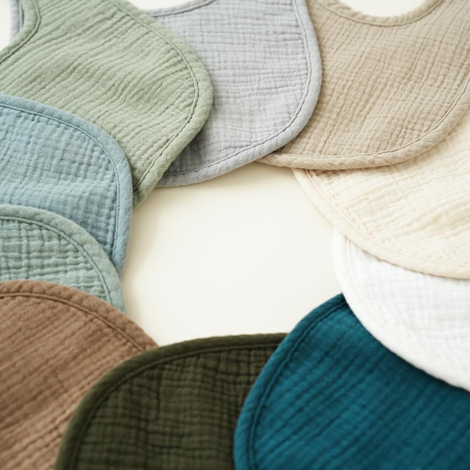 Konssy Paquete de 10 Baberos de Muselina para Bebés Unisex