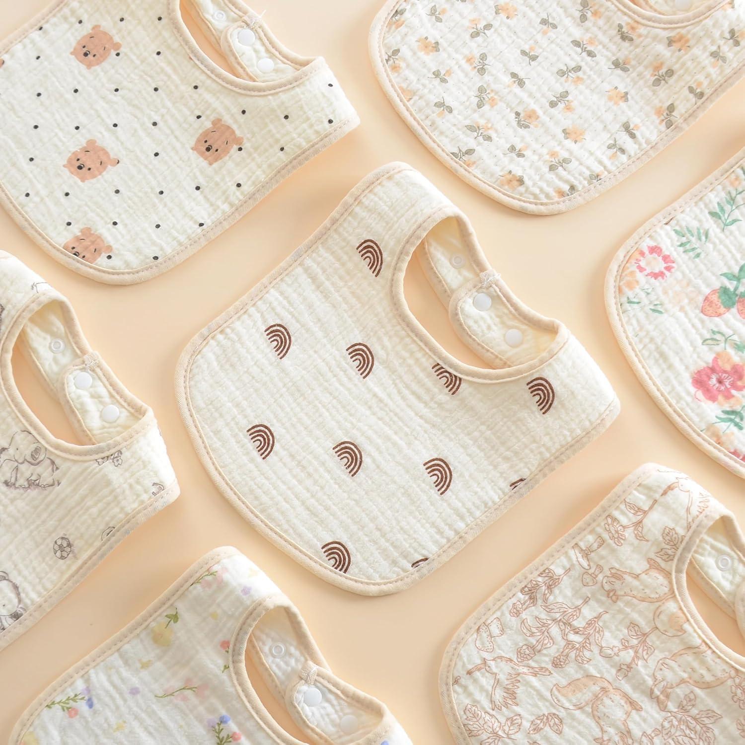 Baberos de Muselina MUKIN para Bebés - Algodón Ajustable, 10 Piezas