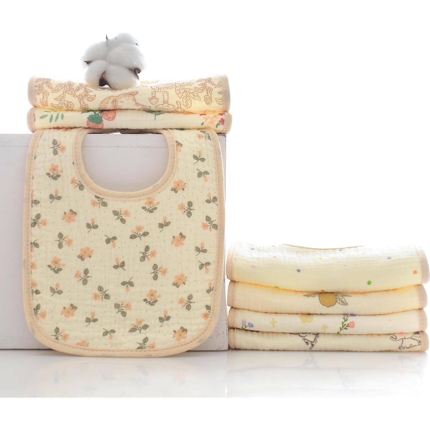 Baberos de Muselina MUKIN para Bebés - Algodón Ajustable, 10 Piezas