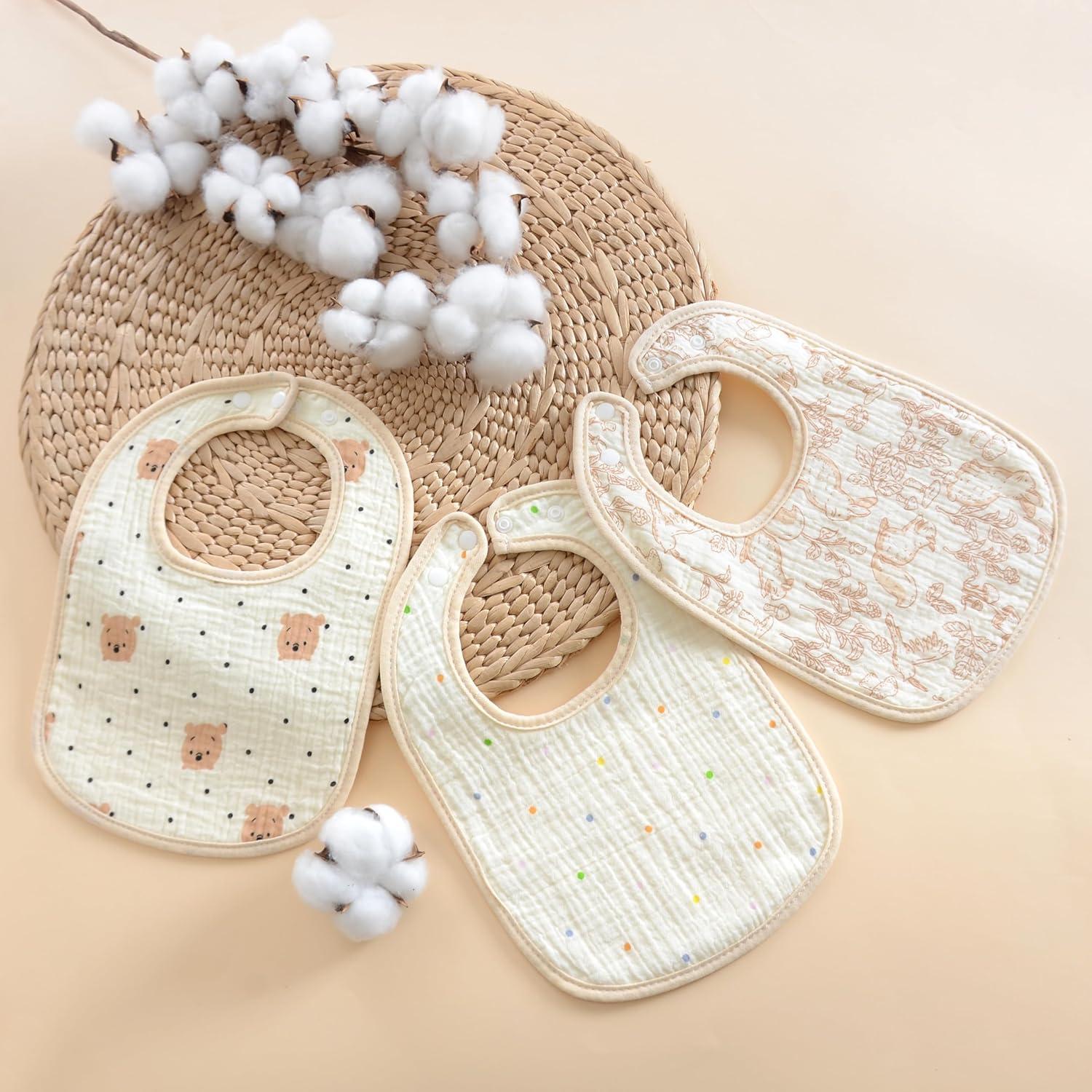 Baberos de Muselina MUKIN para Bebés - Algodón Ajustable, 10 Piezas