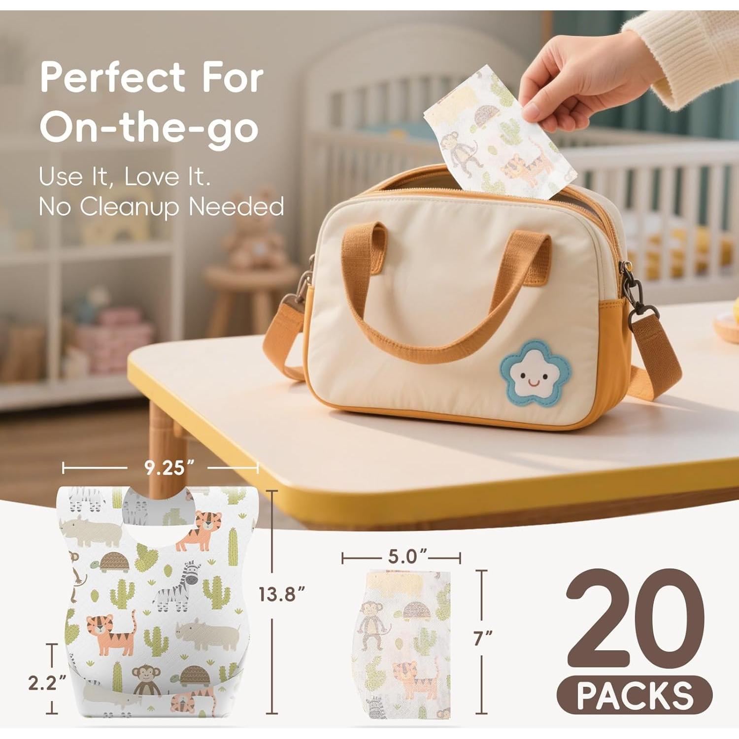 Baberos Desechables KIIS para Bebés - 20 Unidades Impermeables