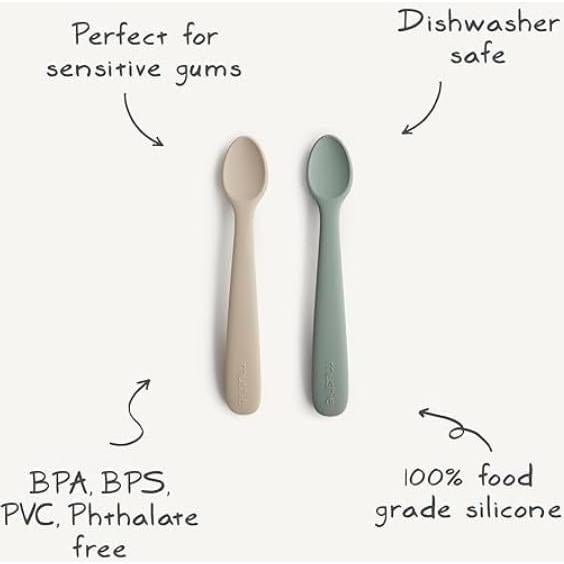 Cucharas de Silicona para Bebés Mushie - 2 Piezas Diente de León