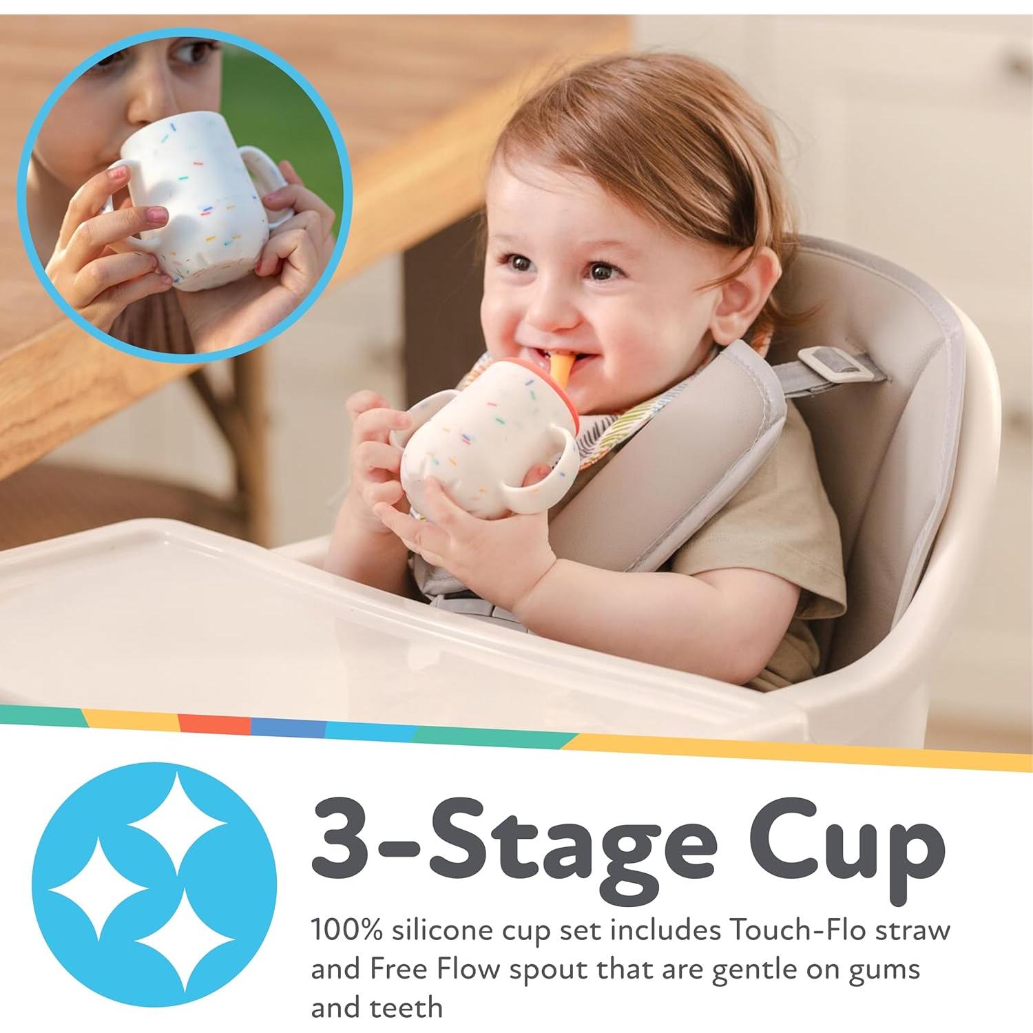 Juego de Tazas de Entrenamiento Nuby 3 Etapas Silicona 120 mL