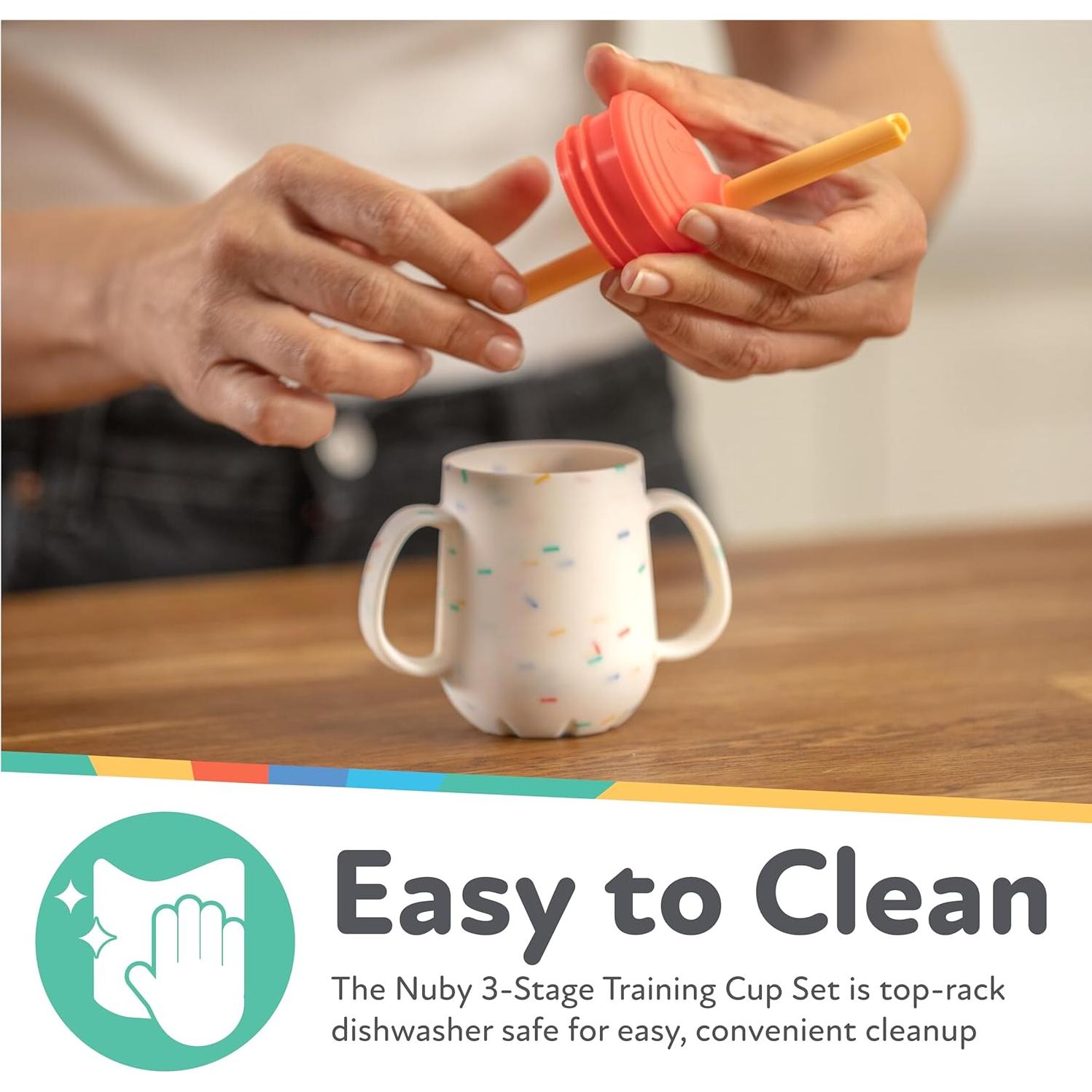 Juego de Tazas de Entrenamiento Nuby 3 Etapas Silicona 120 mL