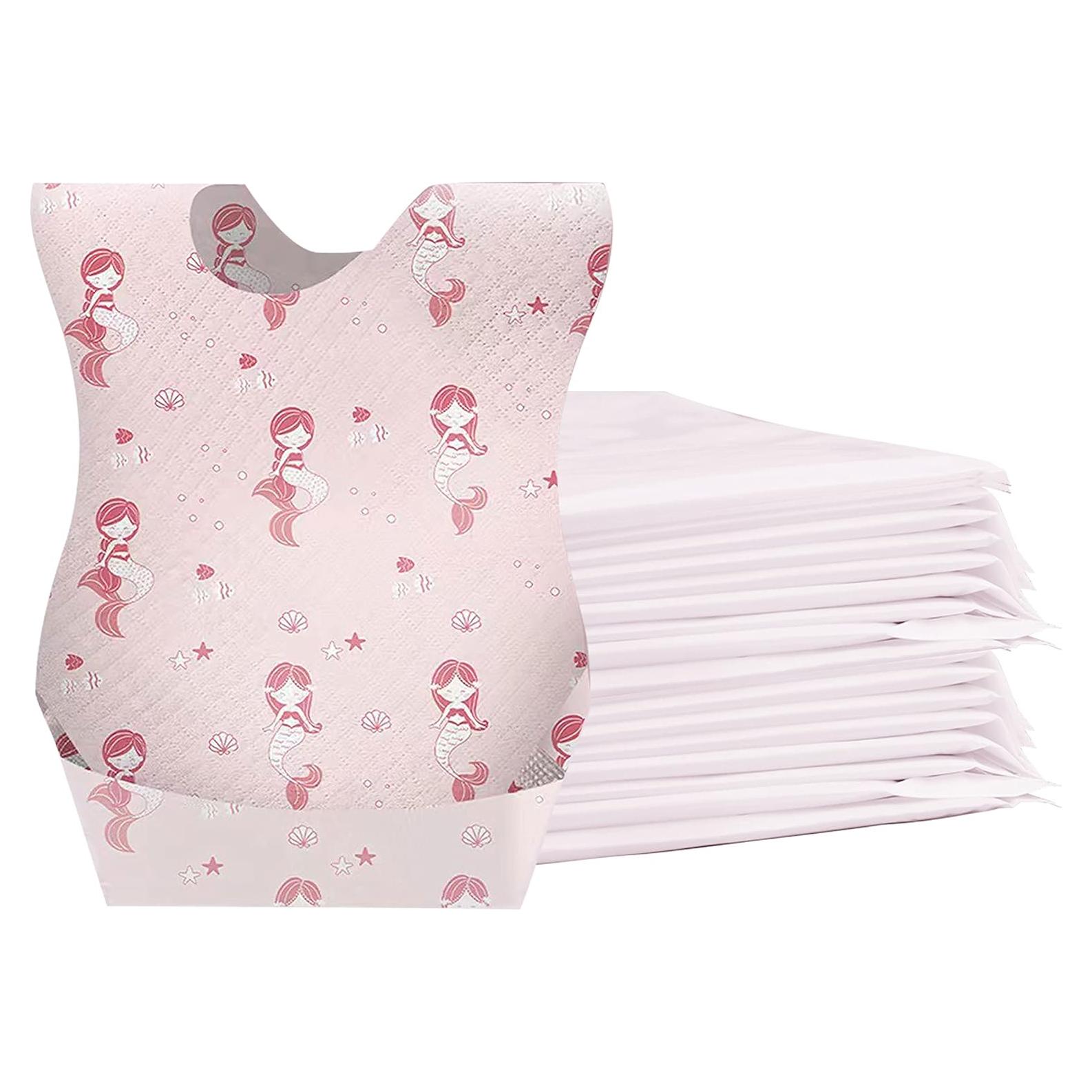 Baberos Desechables para Bebés Sirena 25pcs Impermeables