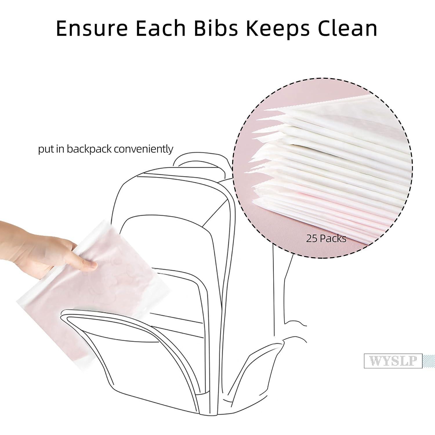 Baberos Desechables para Bebés Sirena 25pcs Impermeables