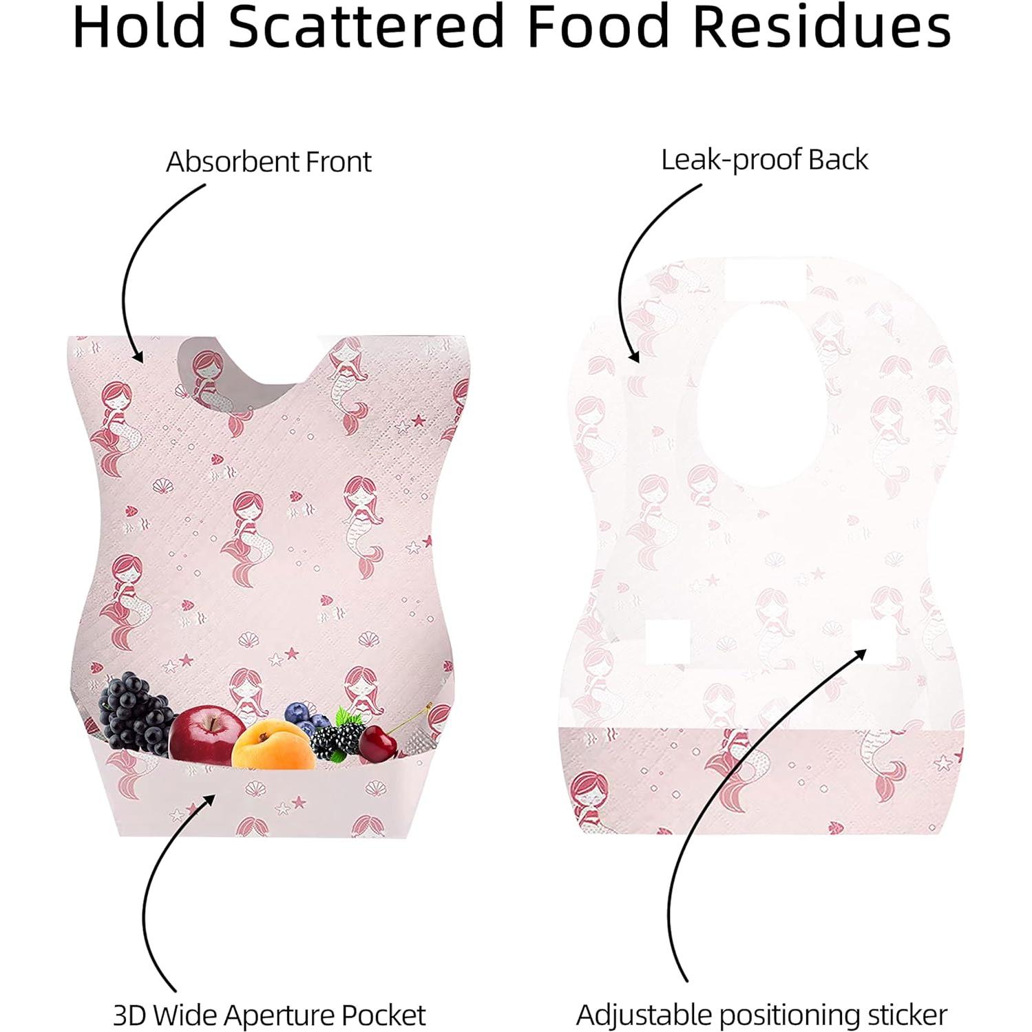 Baberos Desechables para Bebés Sirena 25pcs Impermeables