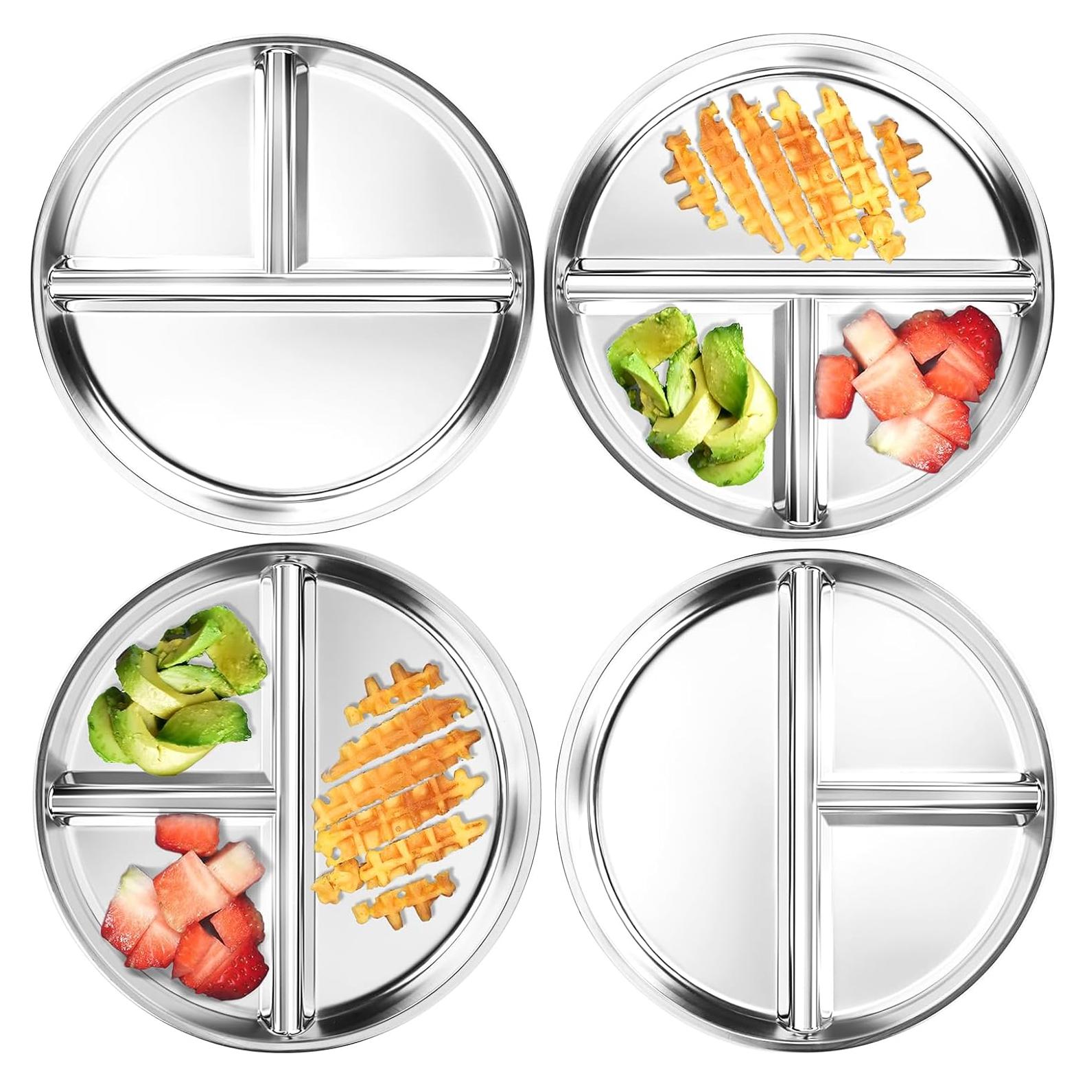 Platos Divididos de Acero Inoxidable Bakpoco 4 Paquetes 20.32 cm