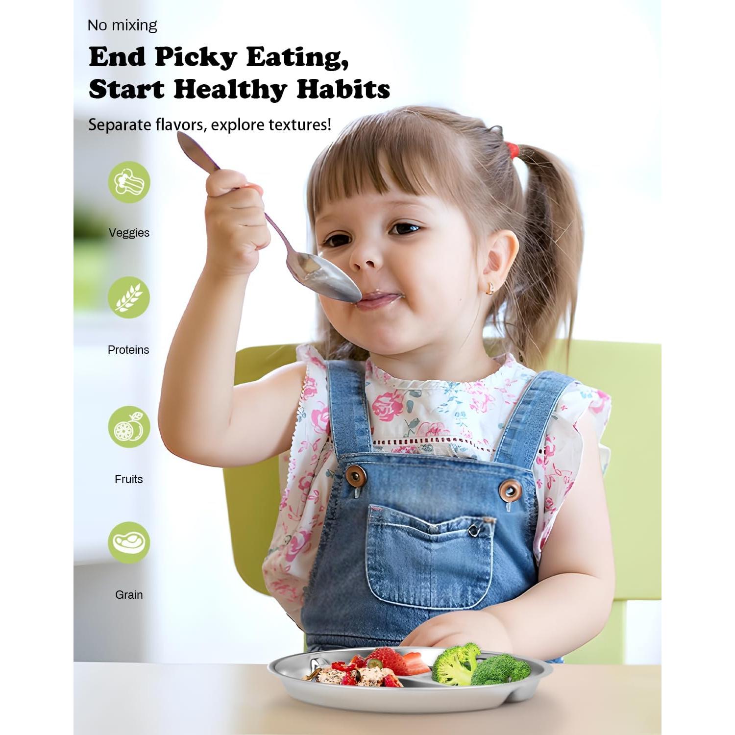 Platos Divididos de Acero Inoxidable Bakpoco 4 Paquetes 20.32 cm