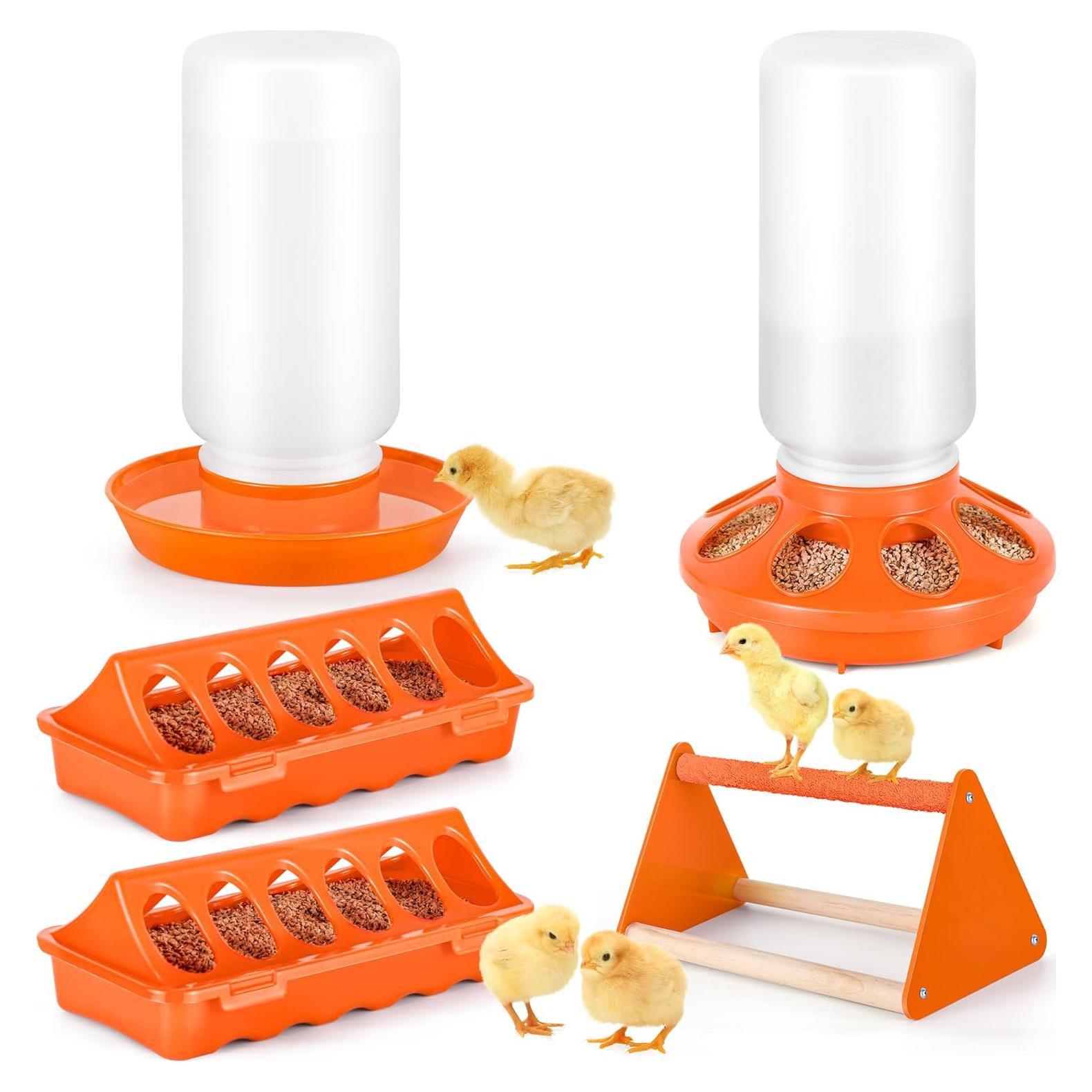 Conjunto Comedero y Bebedero Pollo POMINEL Naranja 0.45 kg