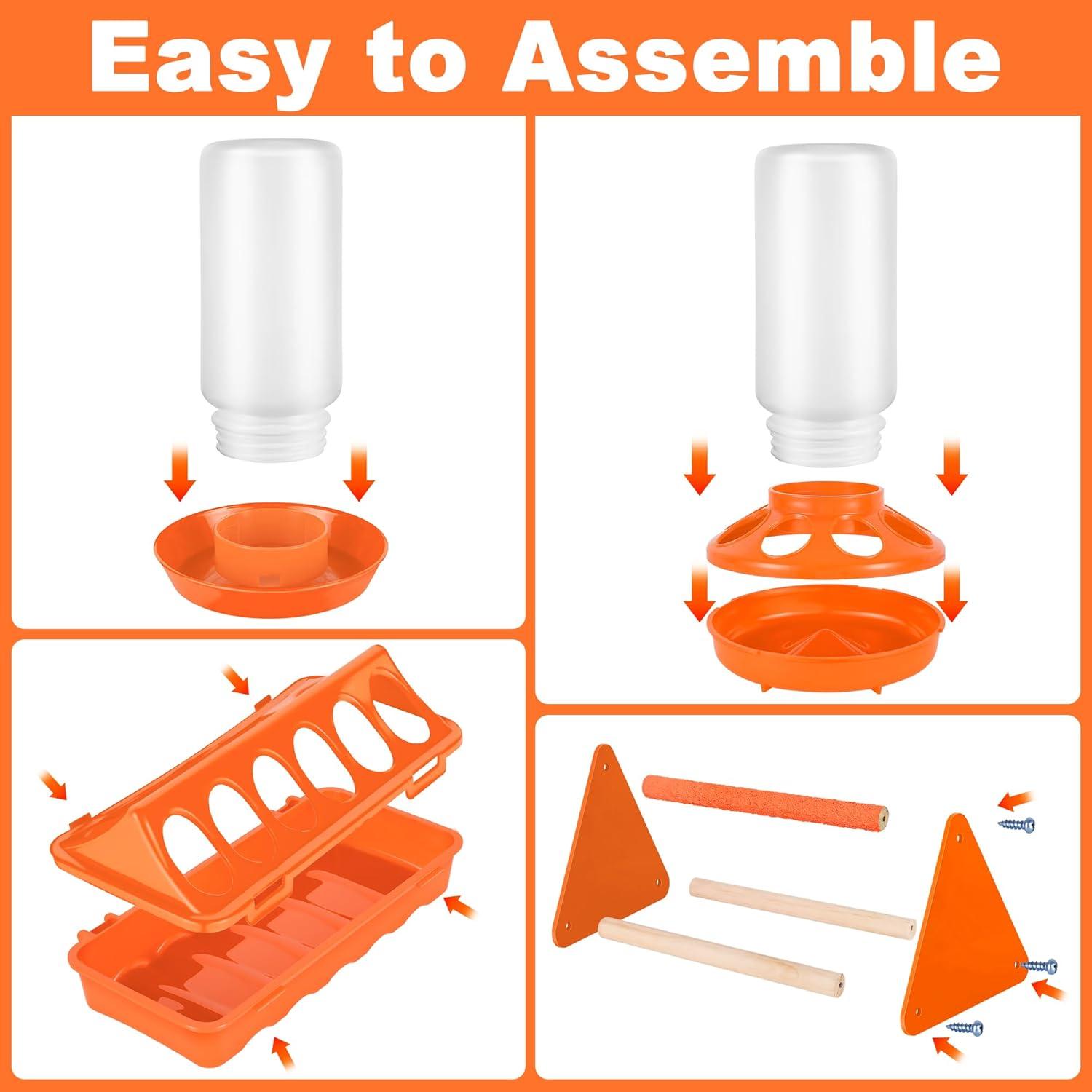 Conjunto Comedero y Bebedero Pollo POMINEL Naranja 0.45 kg