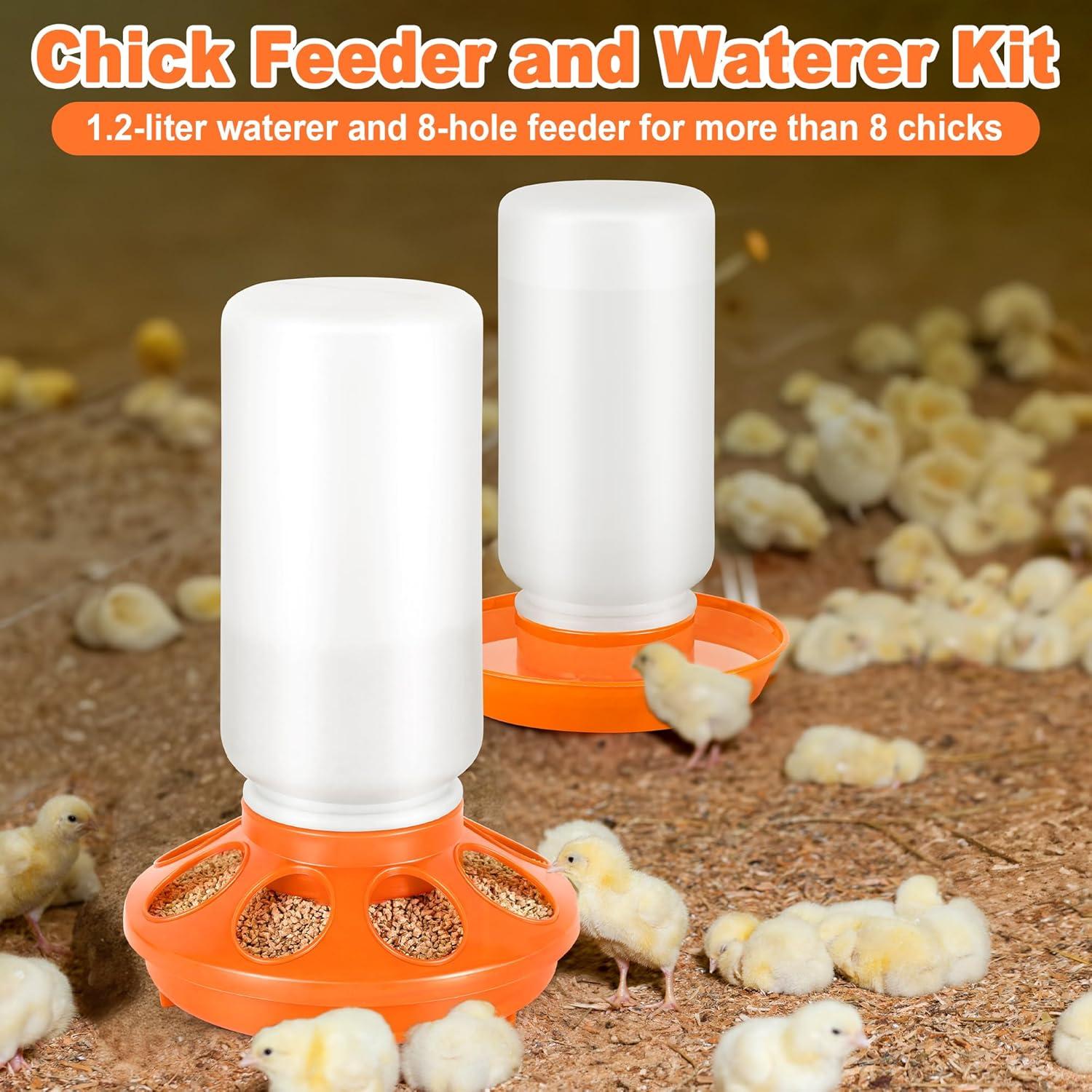 Conjunto Comedero y Bebedero Pollo POMINEL Naranja 0.45 kg