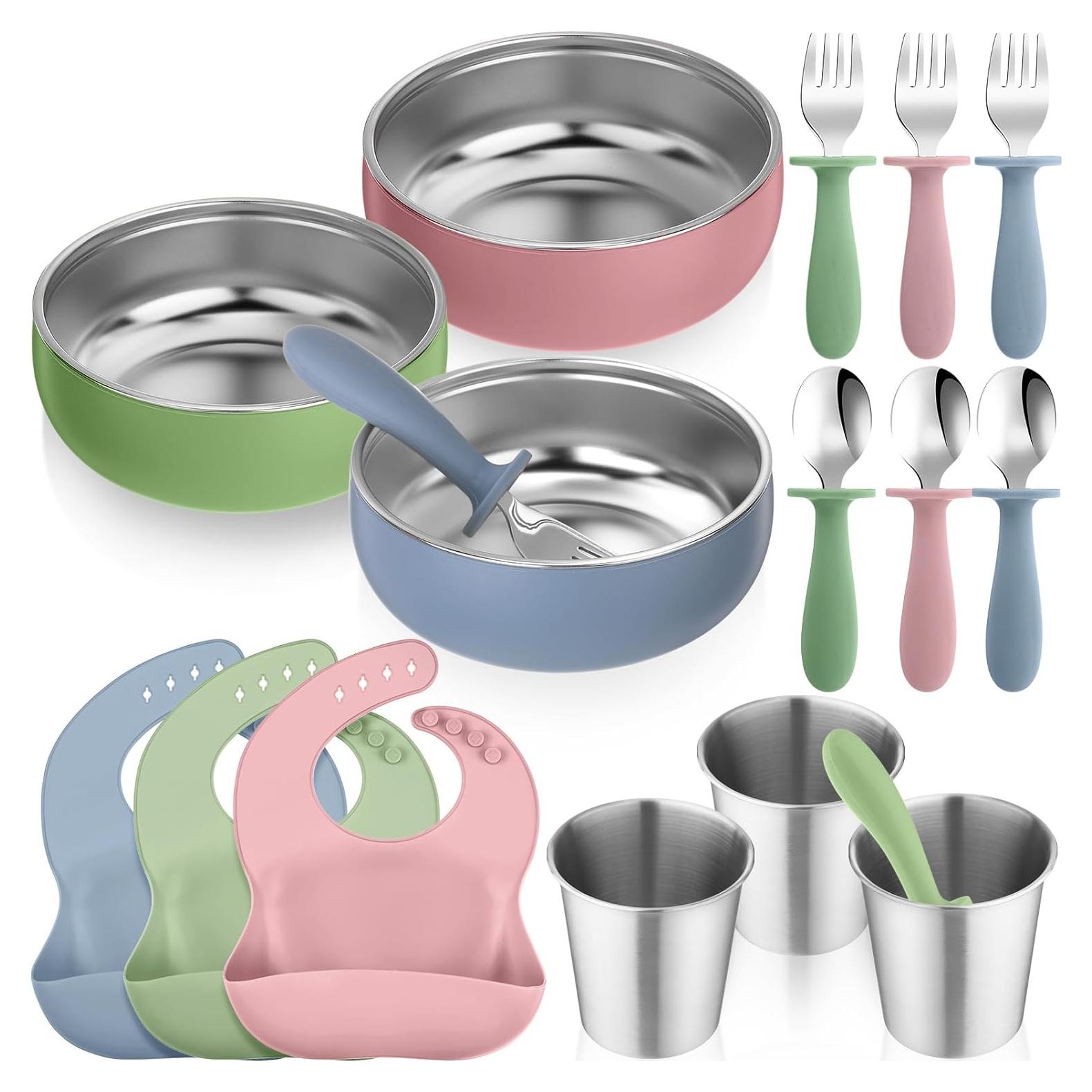 Set de Alimentación para Bebés Yinder 15 Piezas Silicona Acero Inoxidable