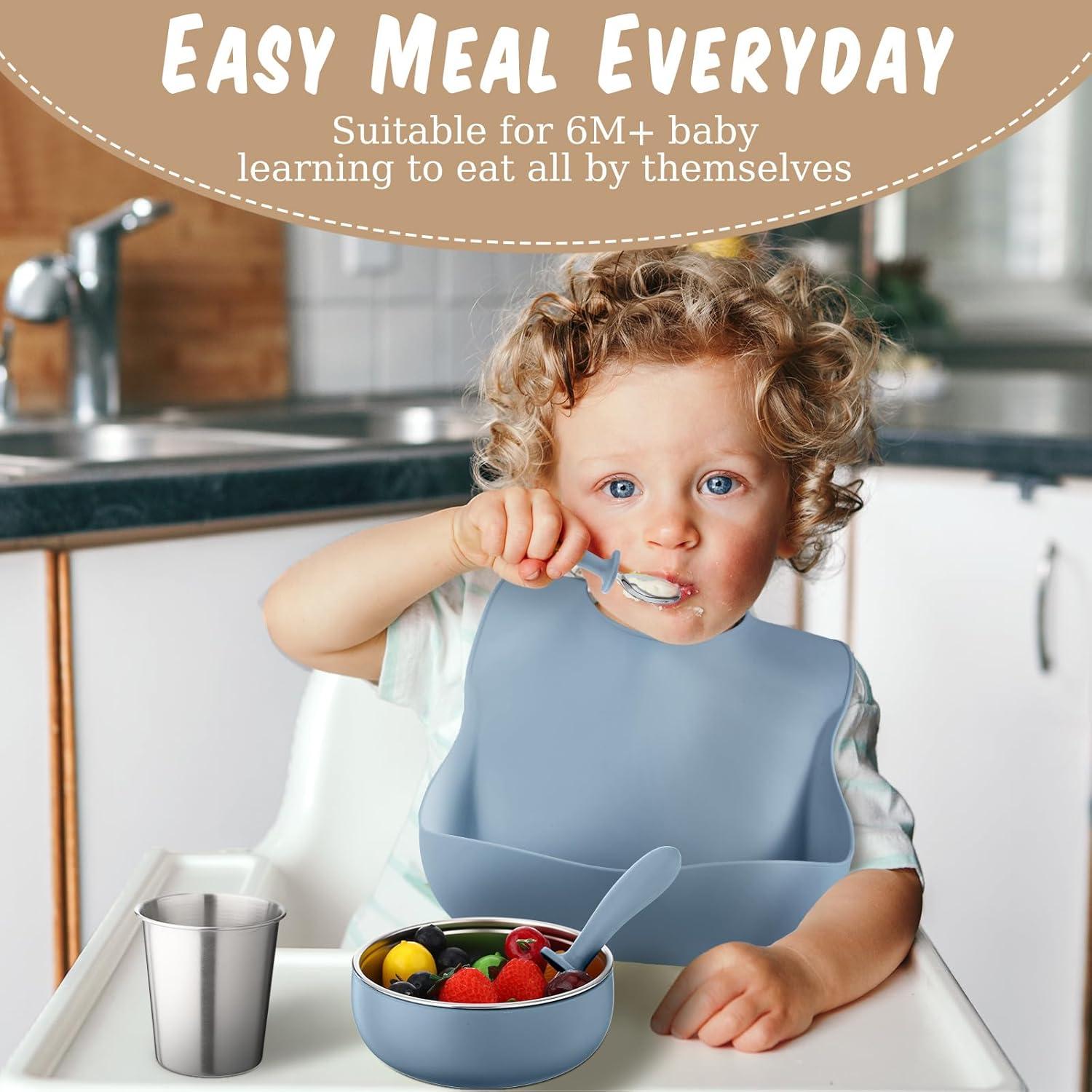 Set de Alimentación para Bebés Yinder 15 Piezas Silicona Acero Inoxidable