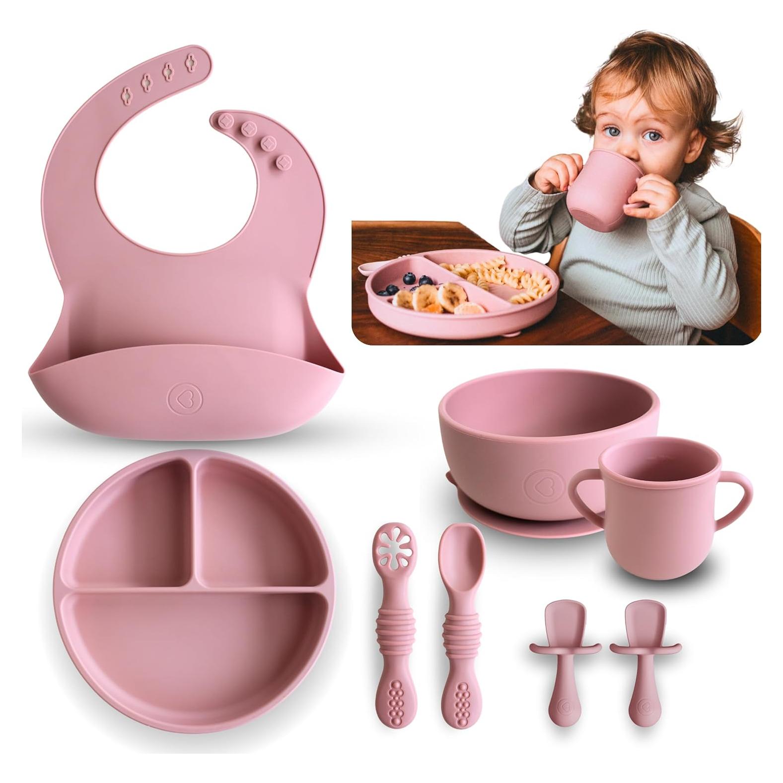 Juego de Alimentación para Bebés Bumble Bowl Rosa 6-12 Meses