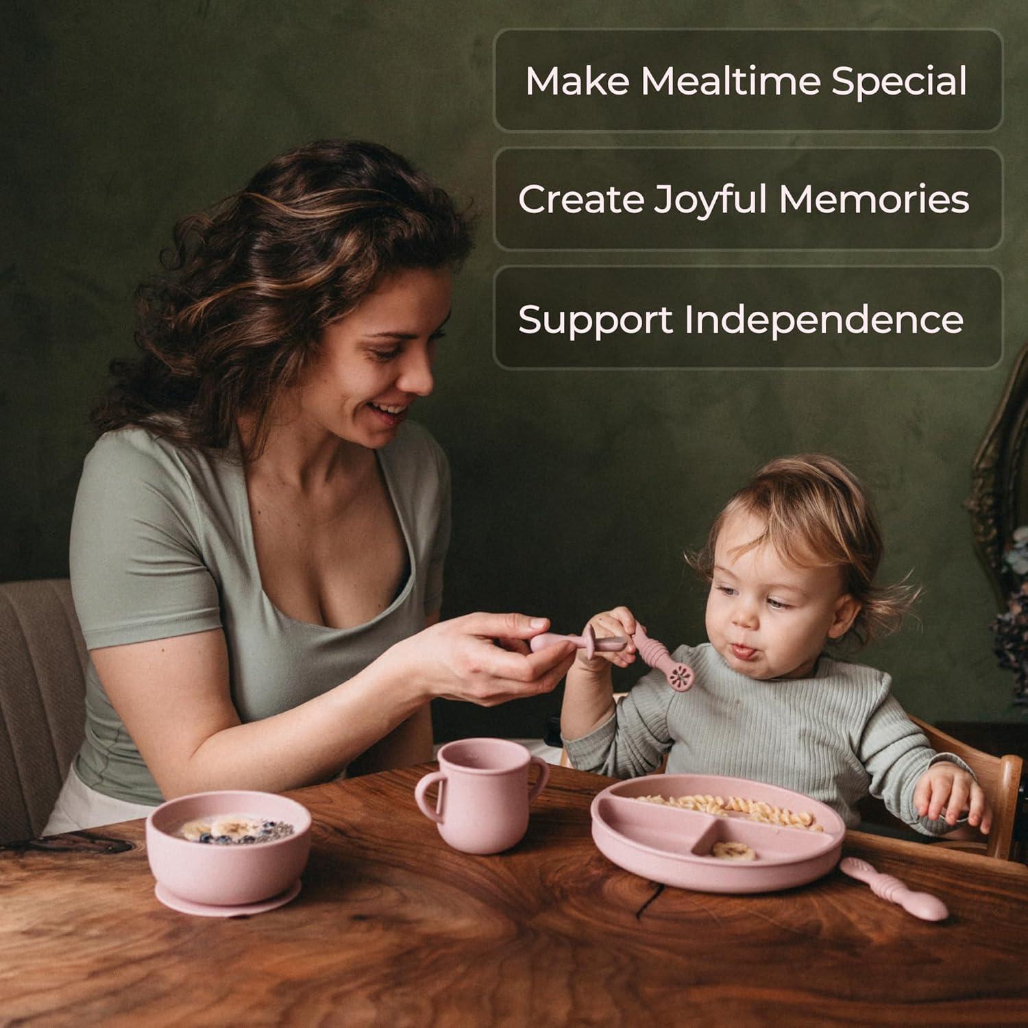 Juego de Alimentación para Bebés Bumble Bowl Rosa 6-12 Meses