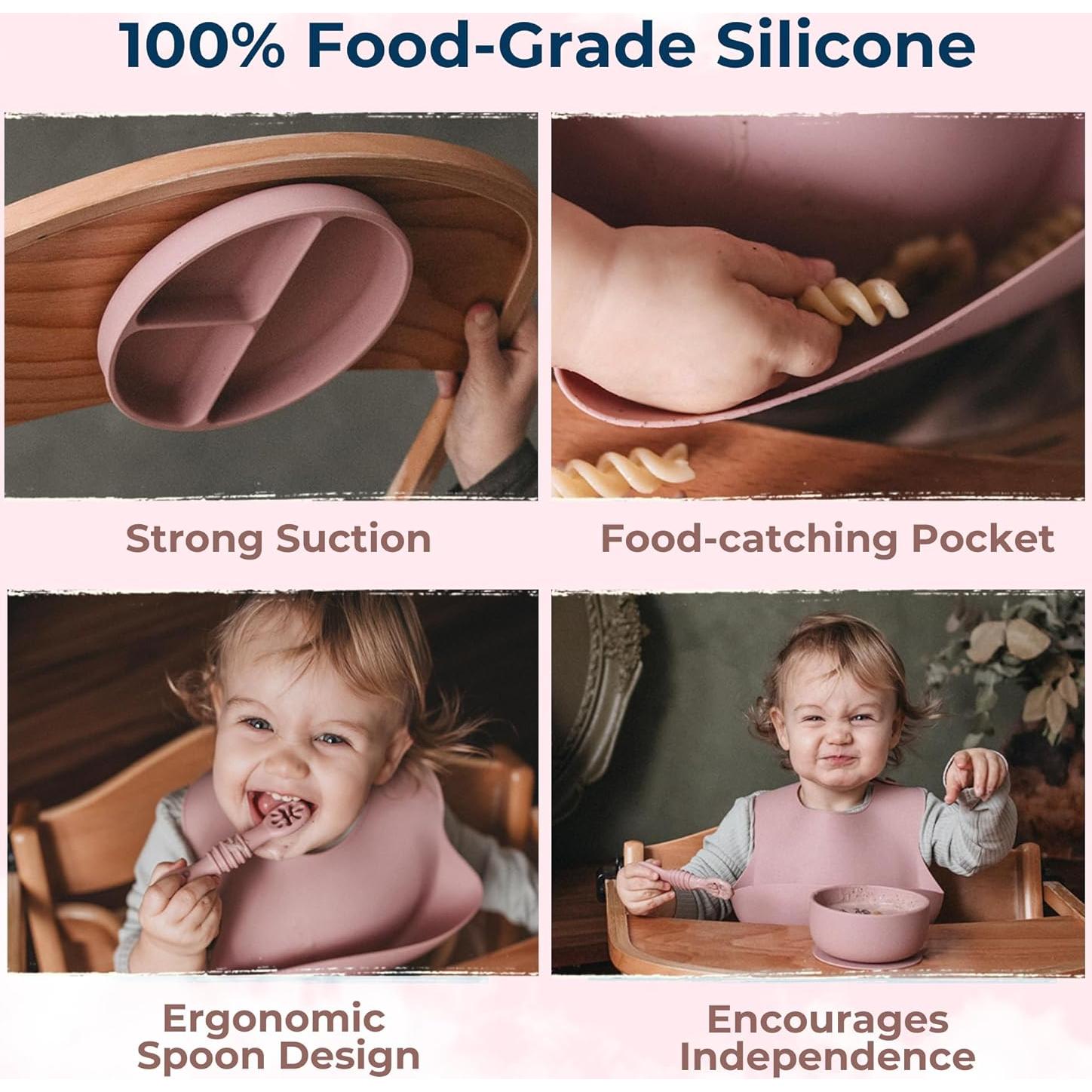 Juego de Alimentación para Bebés Bumble Bowl Rosa 6-12 Meses