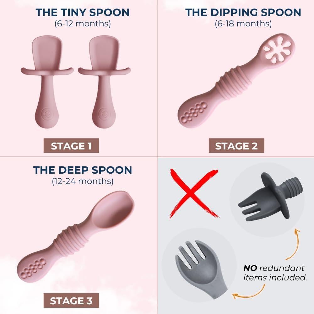 Juego de Alimentación para Bebés Bumble Bowl Rosa 6-12 Meses