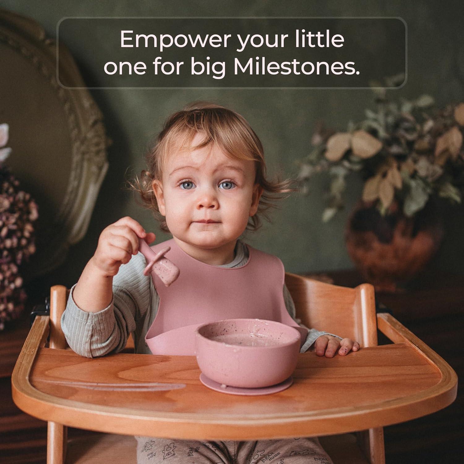 Juego de Alimentación para Bebés Bumble Bowl Rosa 6-12 Meses