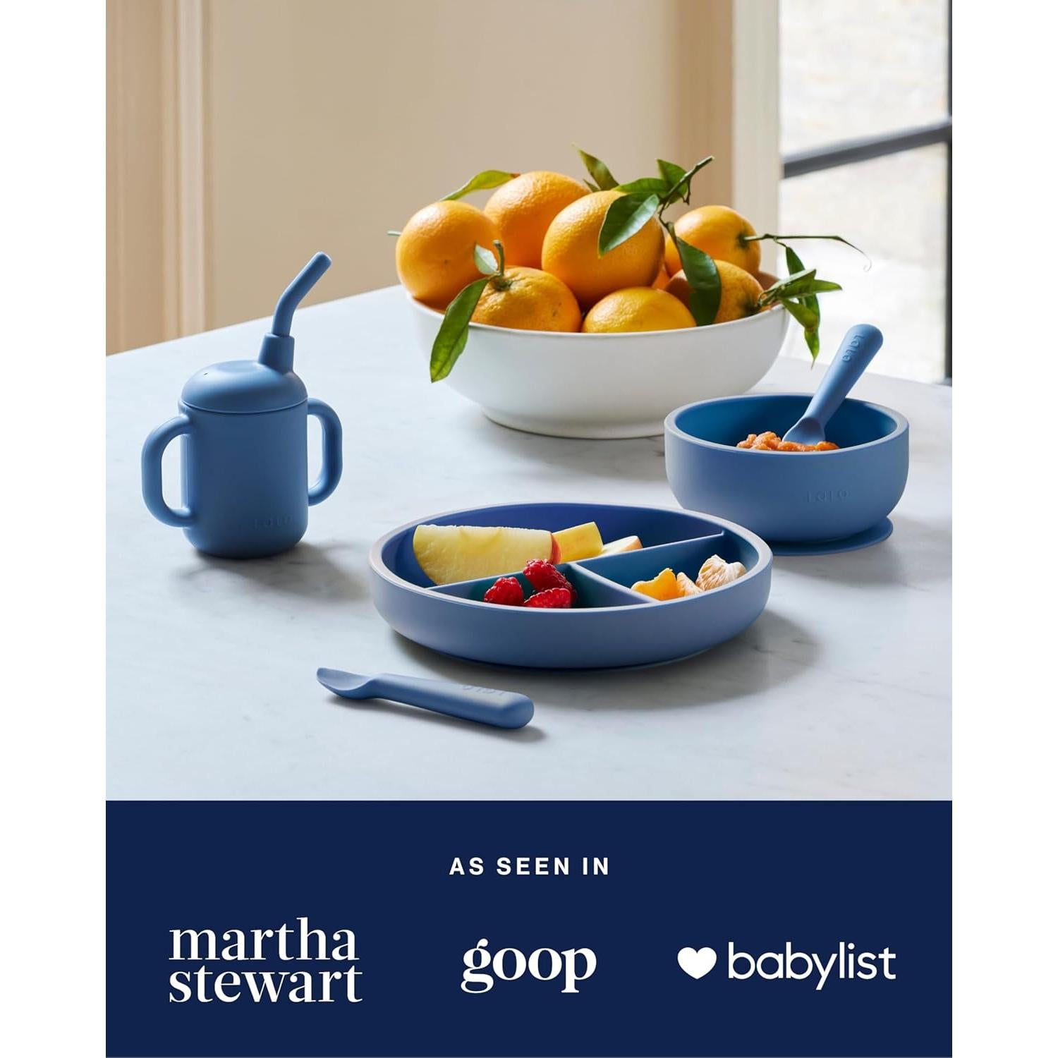 Juego de 2 cucharas pequeñas Lalo de silicona para bebés - Avena