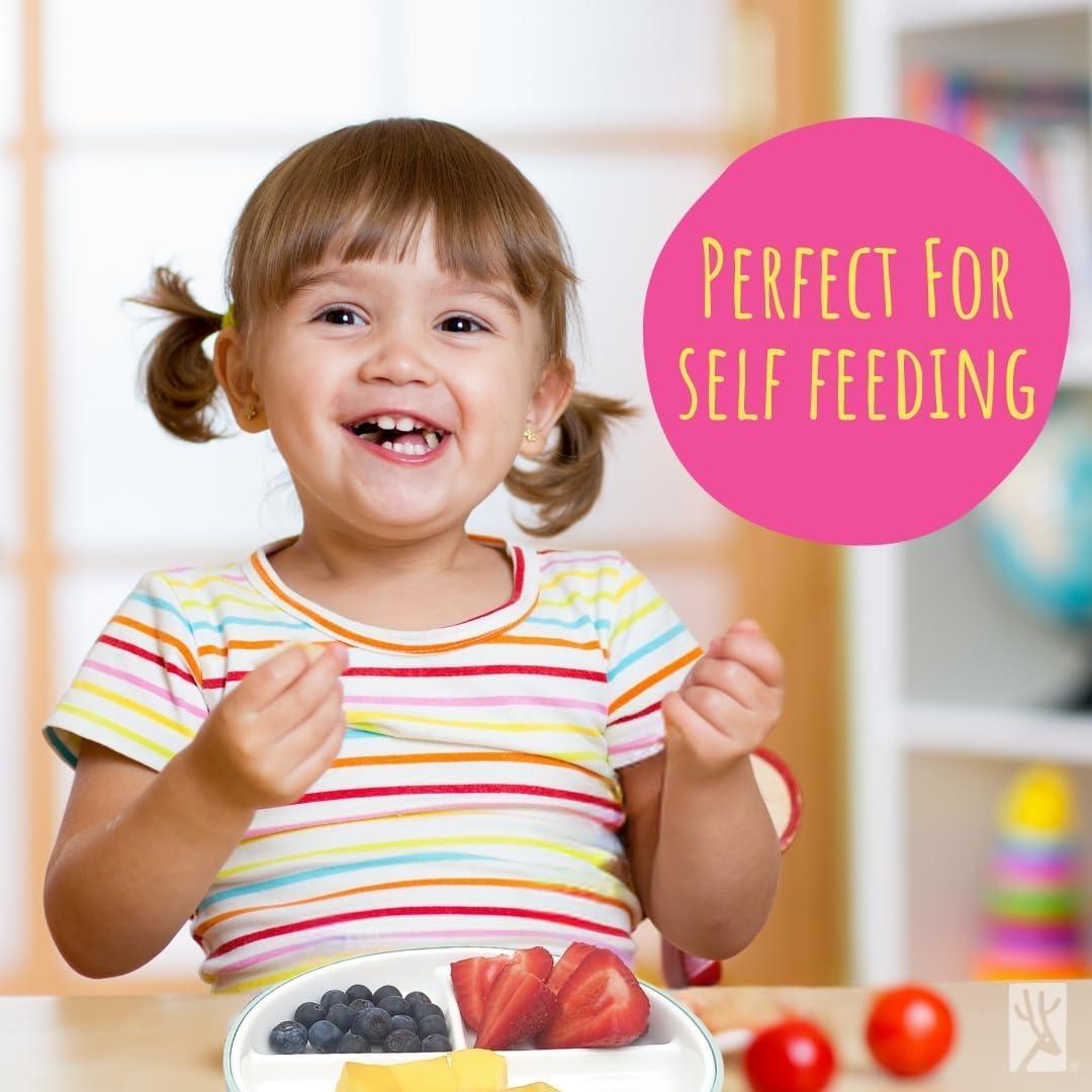 Platos Divididos de Porcelana Elk y Amigos 16cm con Mangas Silicona