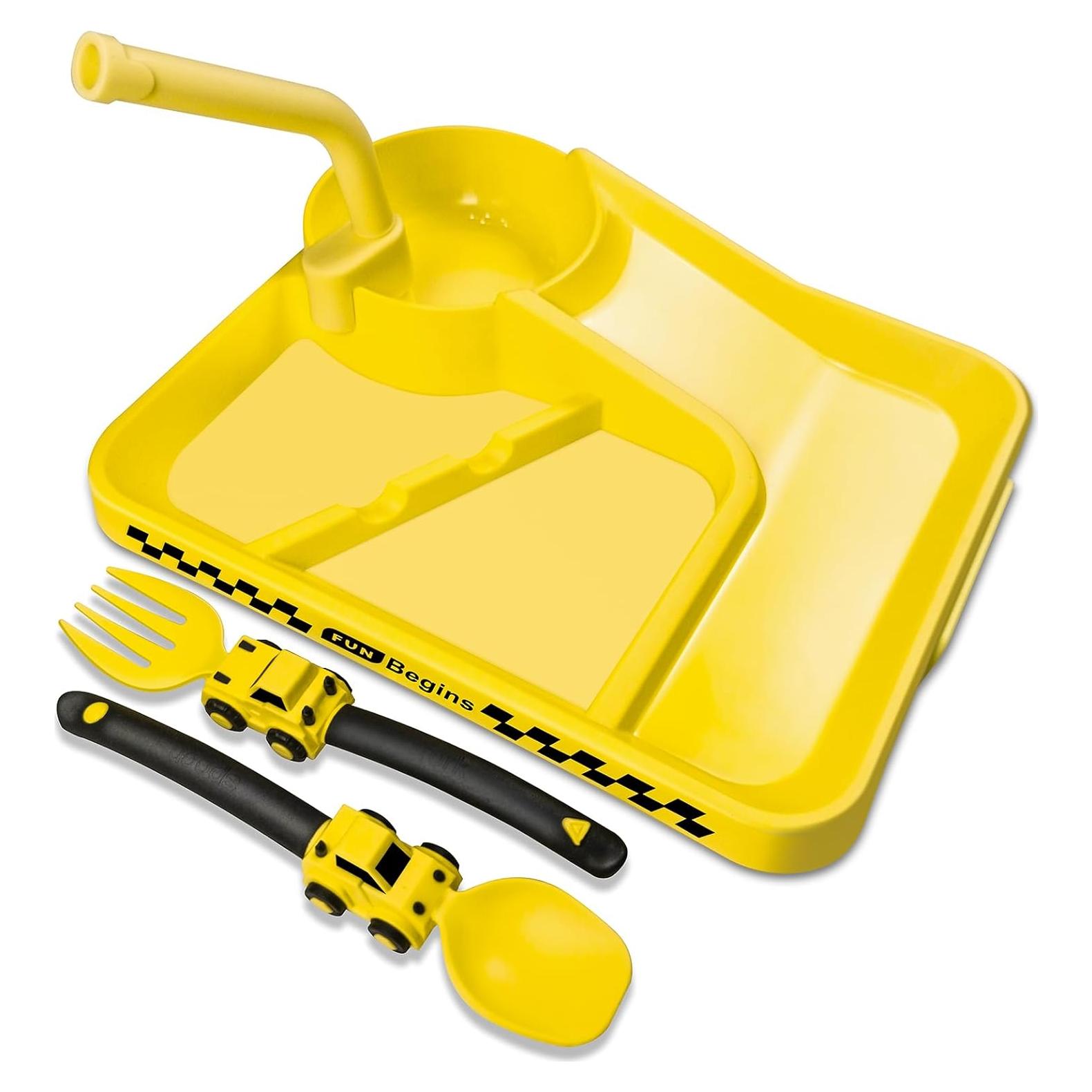 Set de Platos y Utensilios de Construcción Deinyi - Amarillo